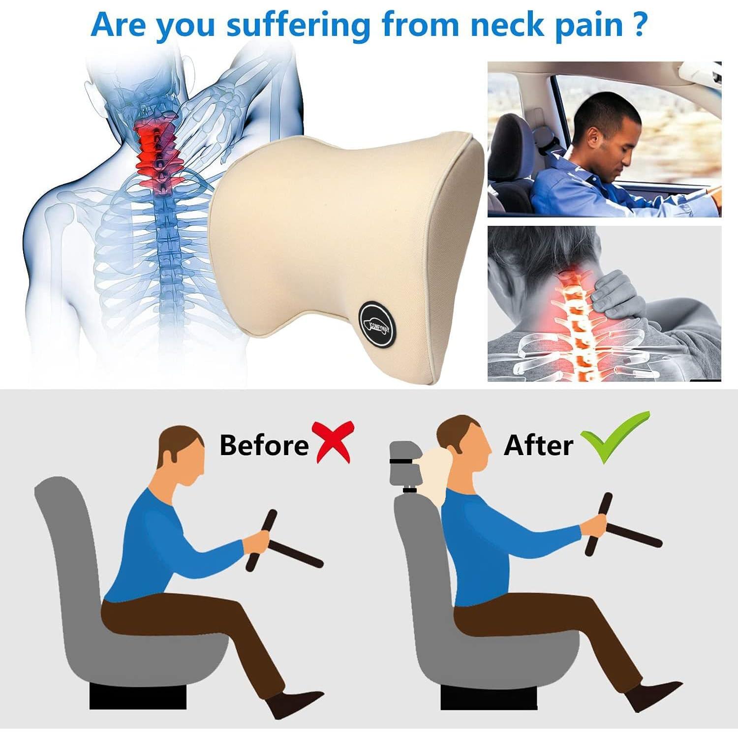 Almohada de Cuello ICOMFYWAY Beige para Automóvil - Espuma de Memoria