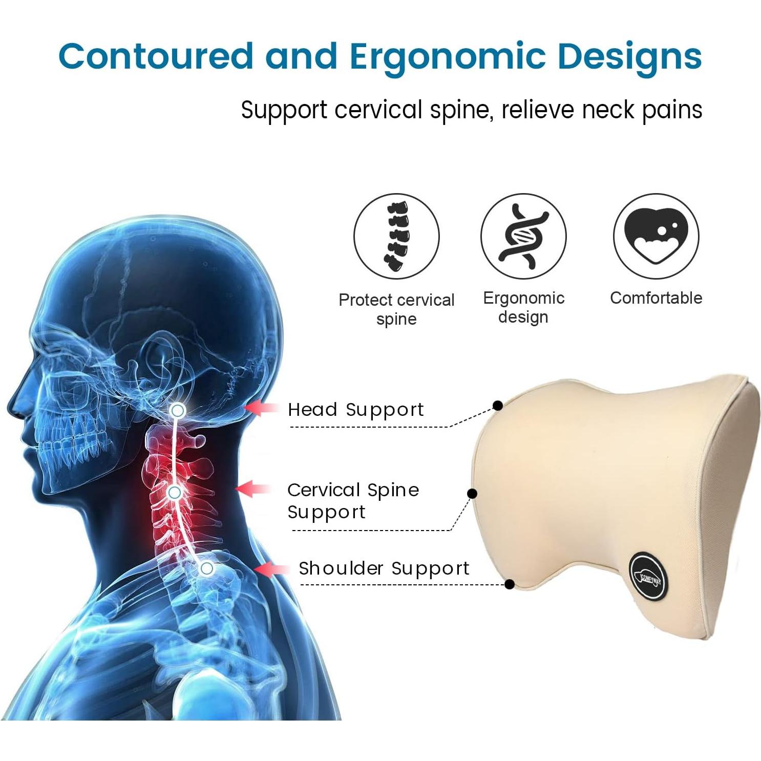 Almohada de Cuello ICOMFYWAY Beige para Automóvil - Espuma de Memoria