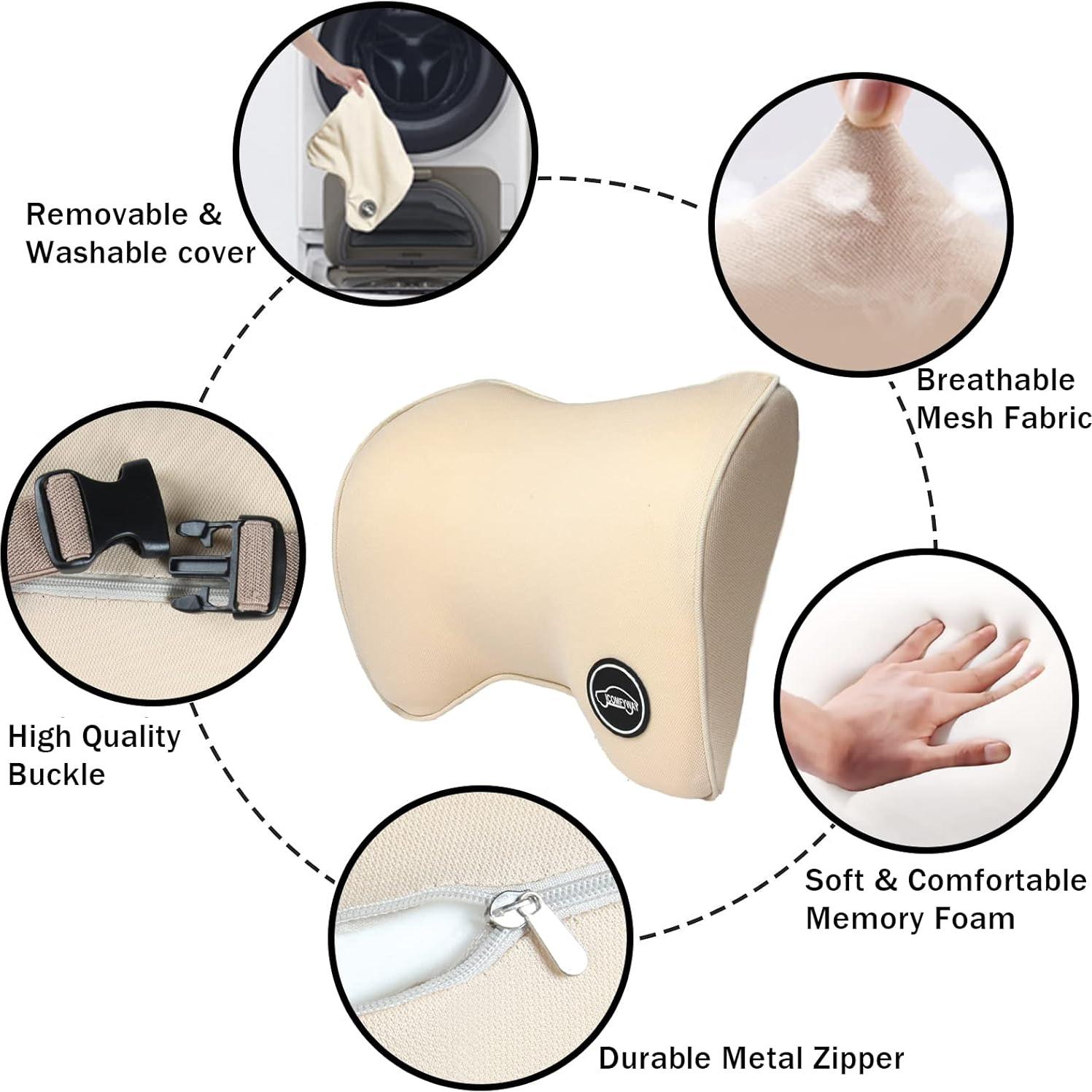 Almohada de Cuello ICOMFYWAY Beige para Automóvil - Espuma de Memoria