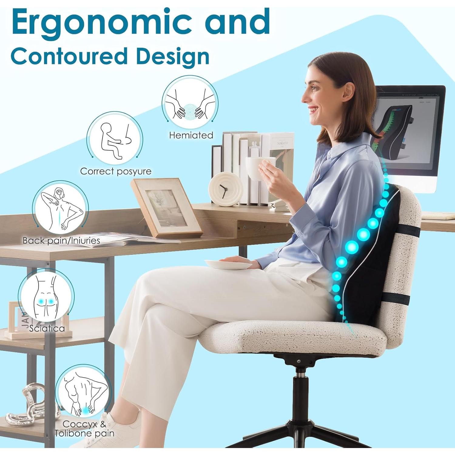 Cojín Lumbar Ergonómico Niceeday 3D para Silla de Oficina
