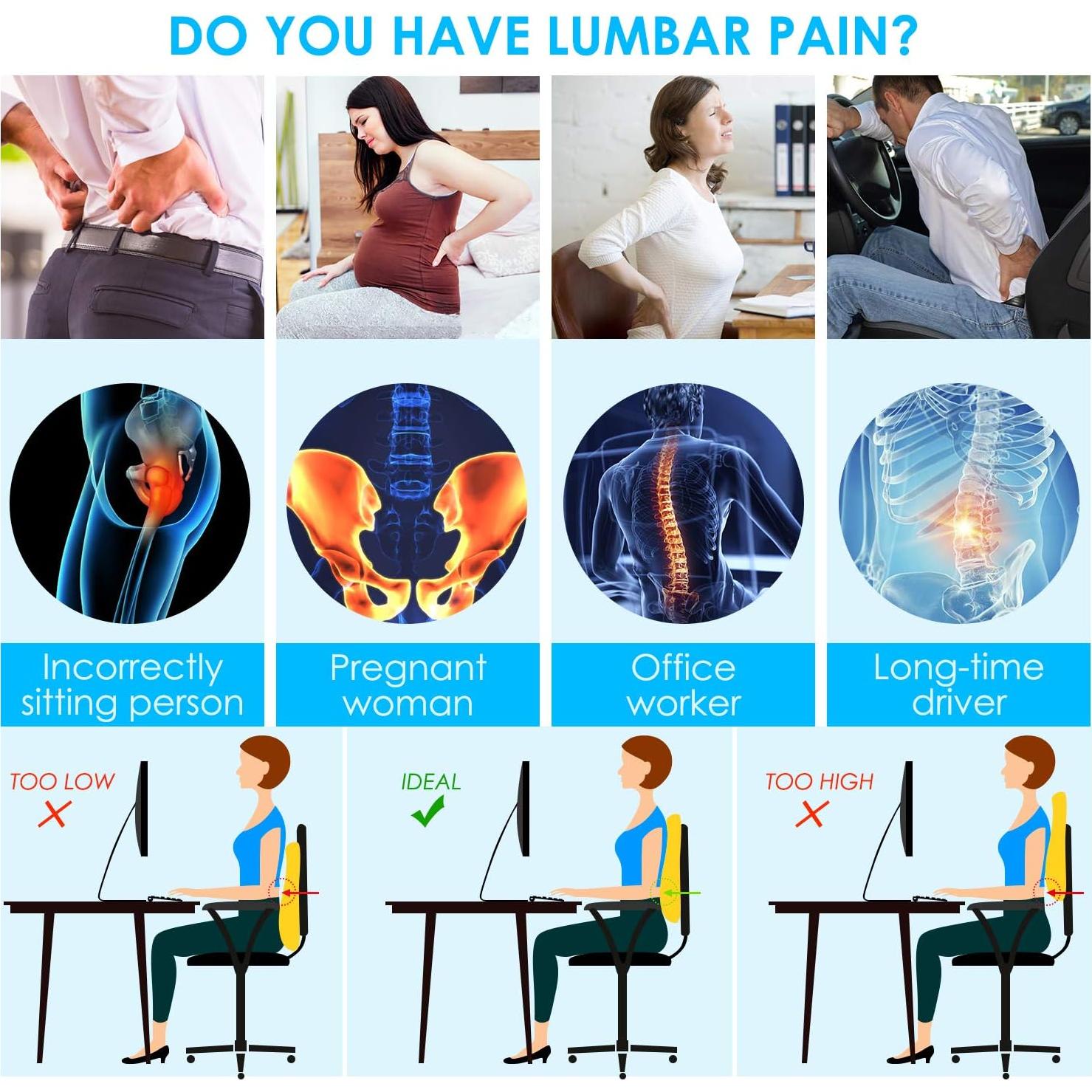 Cojín Lumbar Ergonómico Niceeday 3D para Silla de Oficina