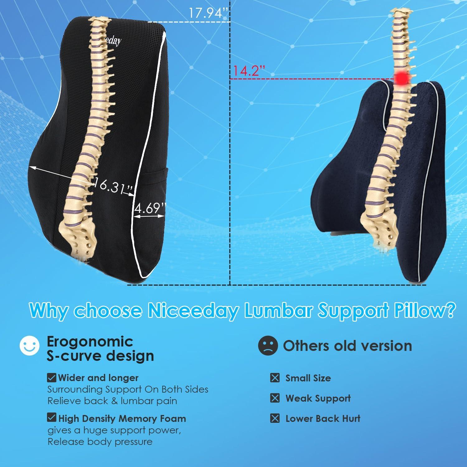 Cojín Lumbar Ergonómico Niceeday 3D para Silla de Oficina