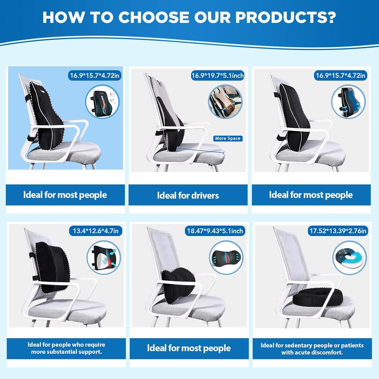 Cojín Lumbar Ergonómico Niceeday 3D para Silla de Oficina