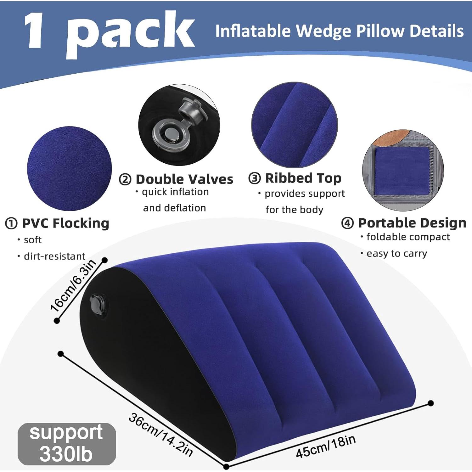 Almohada Wedge Inflable Prosixtoy Azul para Elevación de Piernas