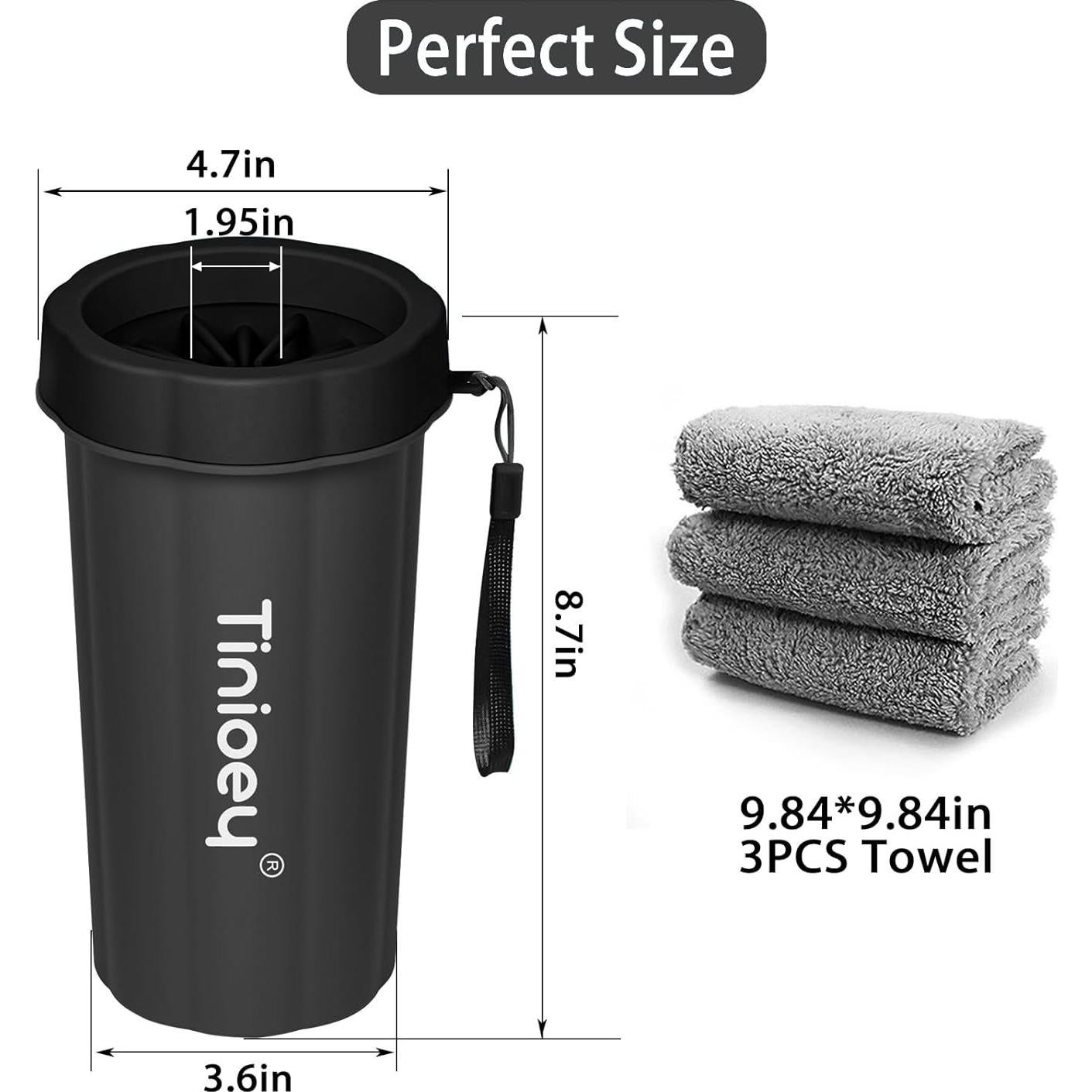 Limpiador de patas de perro Tinioey grande negro 22x12 cm