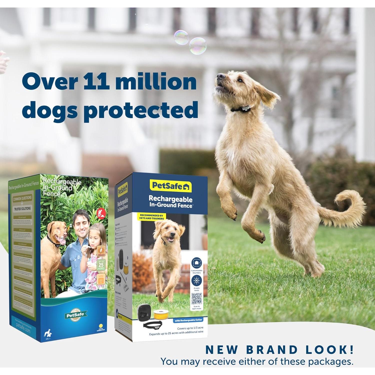 PetSafe Rechargeable In-Ground Pet Fence for Dogs and Cats Over 5lb - from The Parent Company of Invisible Fence Brand - Waterproof Collar with Tone and Static Correction Electric Collar