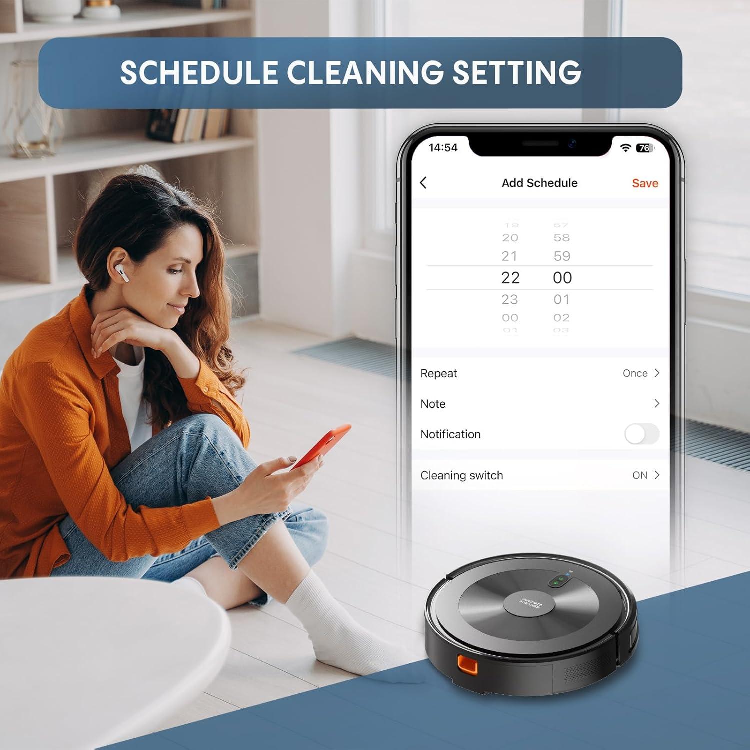 Robot Vacuum and Mop Combo: 2-in-1 Robot Vacuum Cleaner 2500Pa Strong Suction & Tangle-Free & Alexa/APP Control & Self-Charging, Schedule Cleaning Robotic Vacuum for Pet Hair, Hard Floor, Carpet