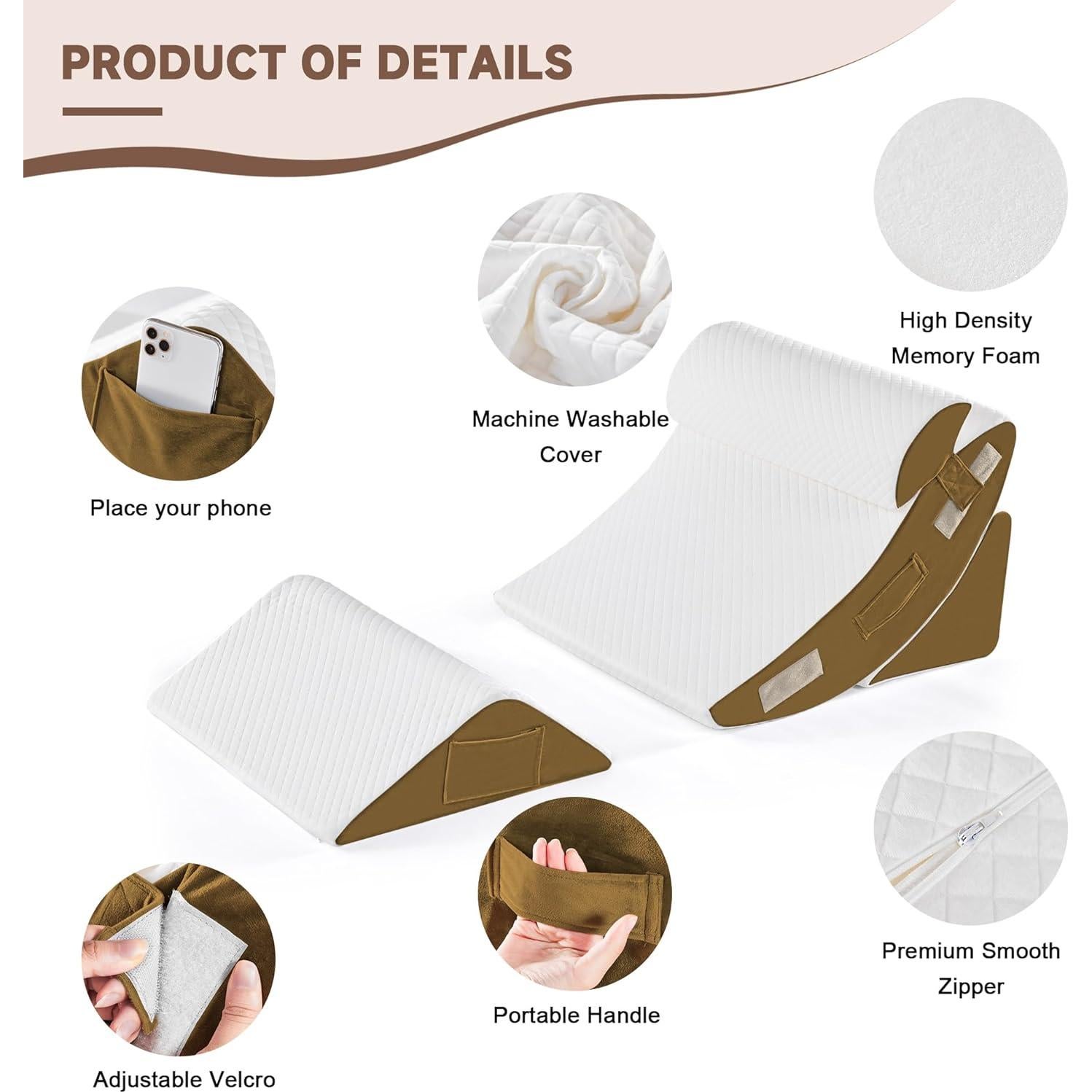 Almohadas en Cuña Ortopédicas Yojoker - Juego de 4, Espuma Viscoelástica