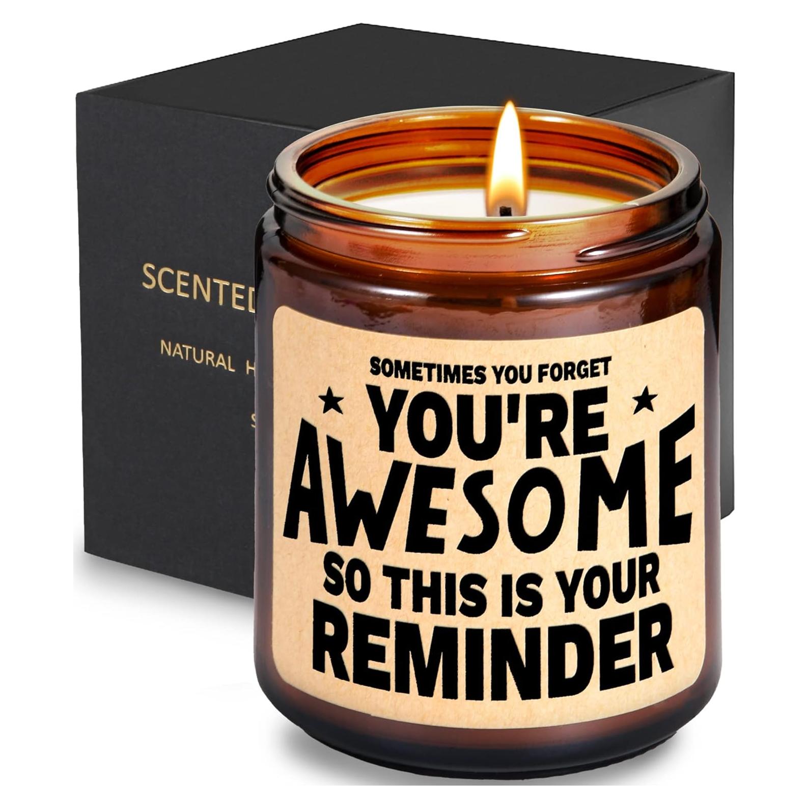 Scented Candle Gifts for Women - Inspirational, Cheer Up Gift for Her, Him - Gag Gifts for Friend, Coworker, Congratulations, Graduation, Passed Exam, New Job Present, Mom Mothers Day Gift