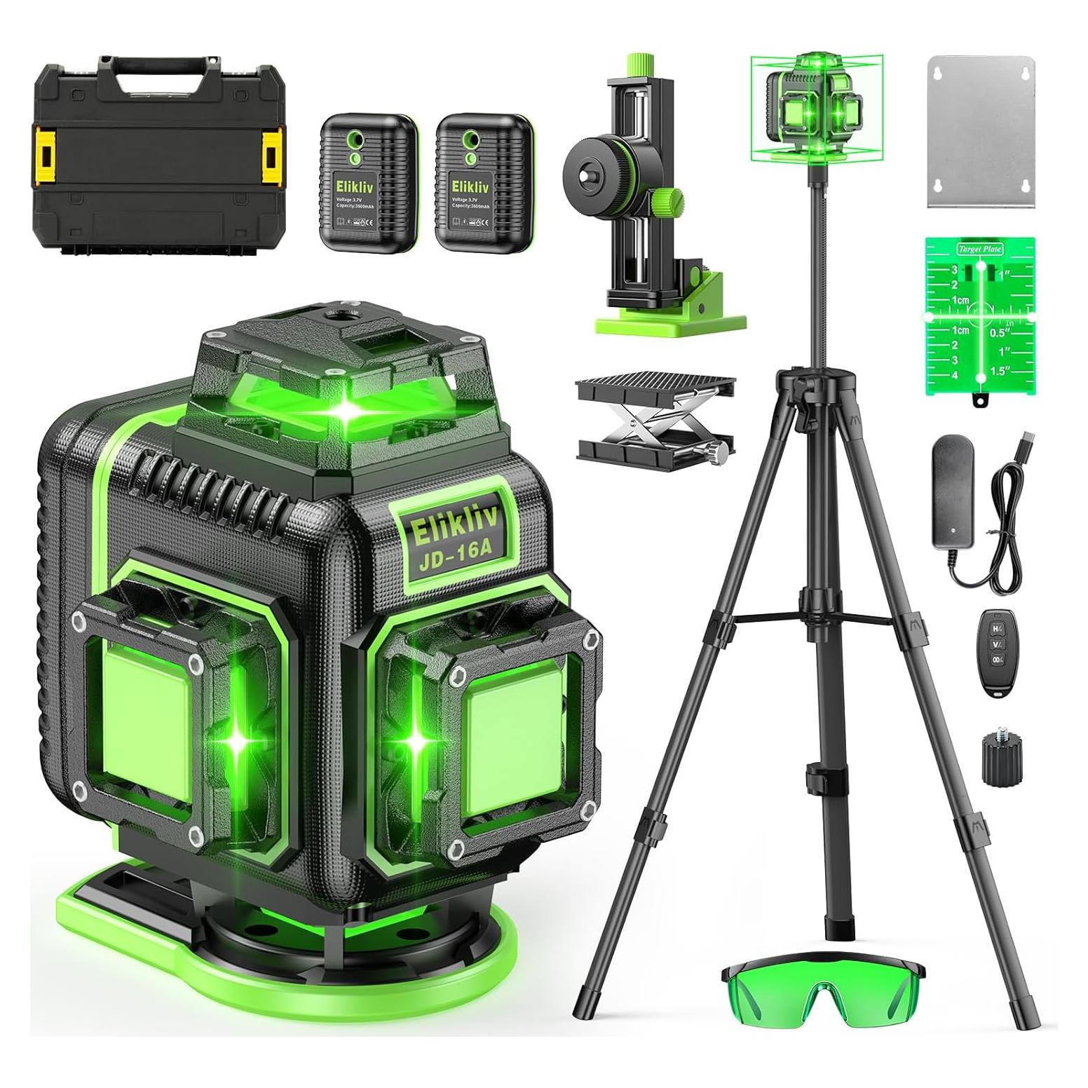 Nivel Láser 4D Autonivelante Elikliv con Trípode 99.8cm