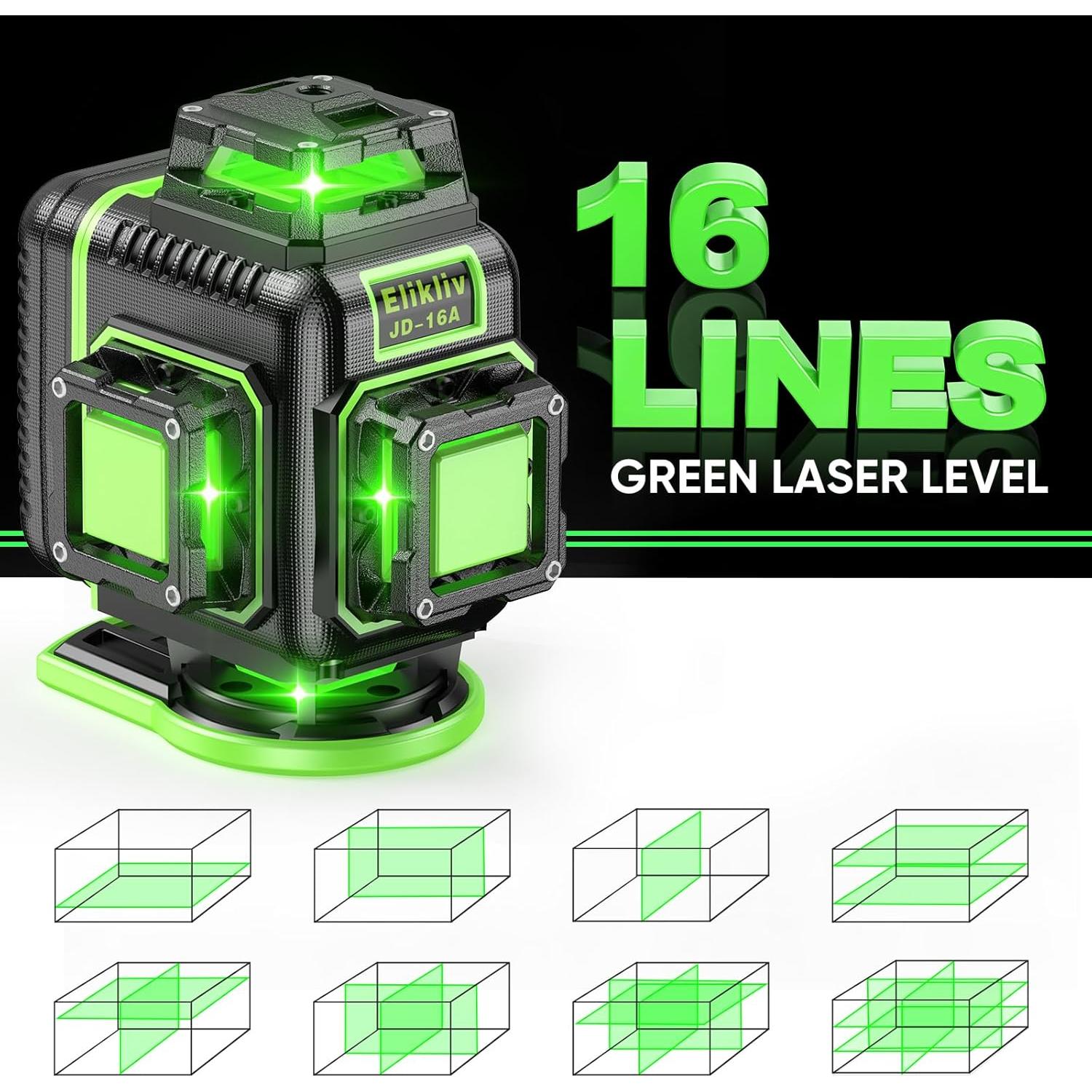 Nivel Láser 4D Autonivelante Elikliv con Trípode 99.8cm