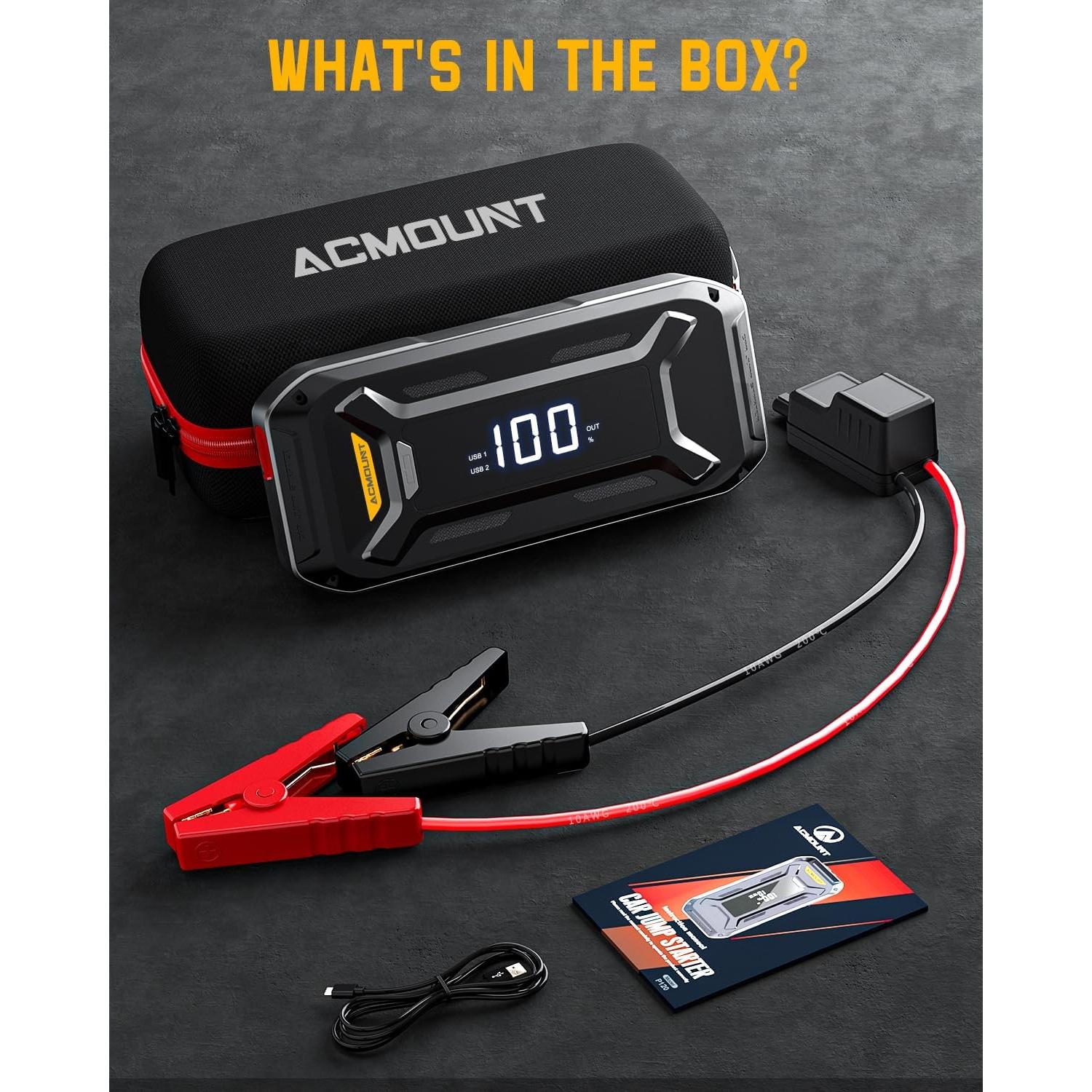 Arrancador de Coche Acmount P120 5000A 12V Pantalla LCD