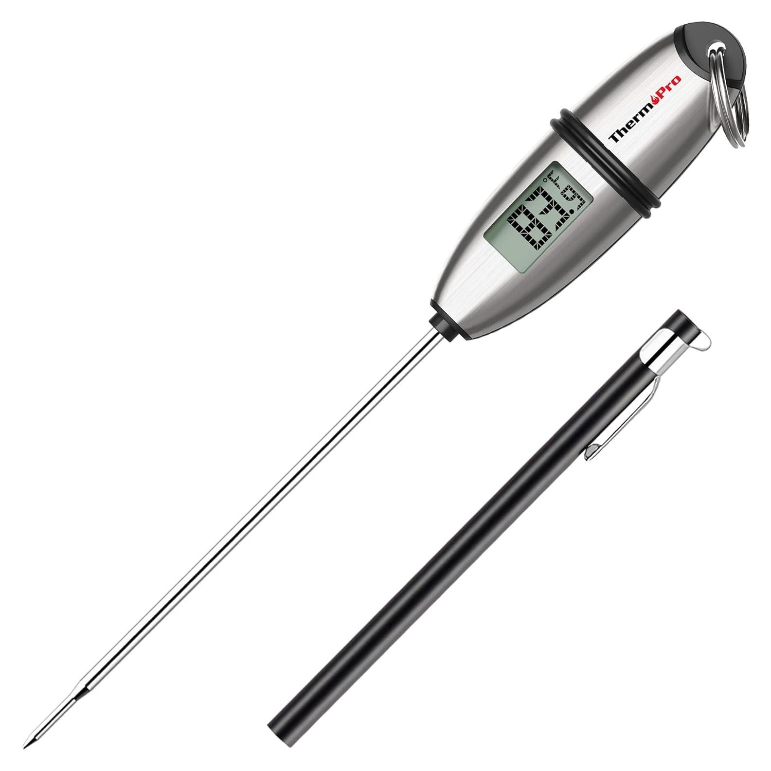 ThermoPro TP02S Digital Food Thermometer for Cooking Bread Baking Sourdough Liquids, Meat Thermometer Digital with Super Long Probe for Grill Candy Kitchen BBQ Oil Milk Yogurt Water Temperature