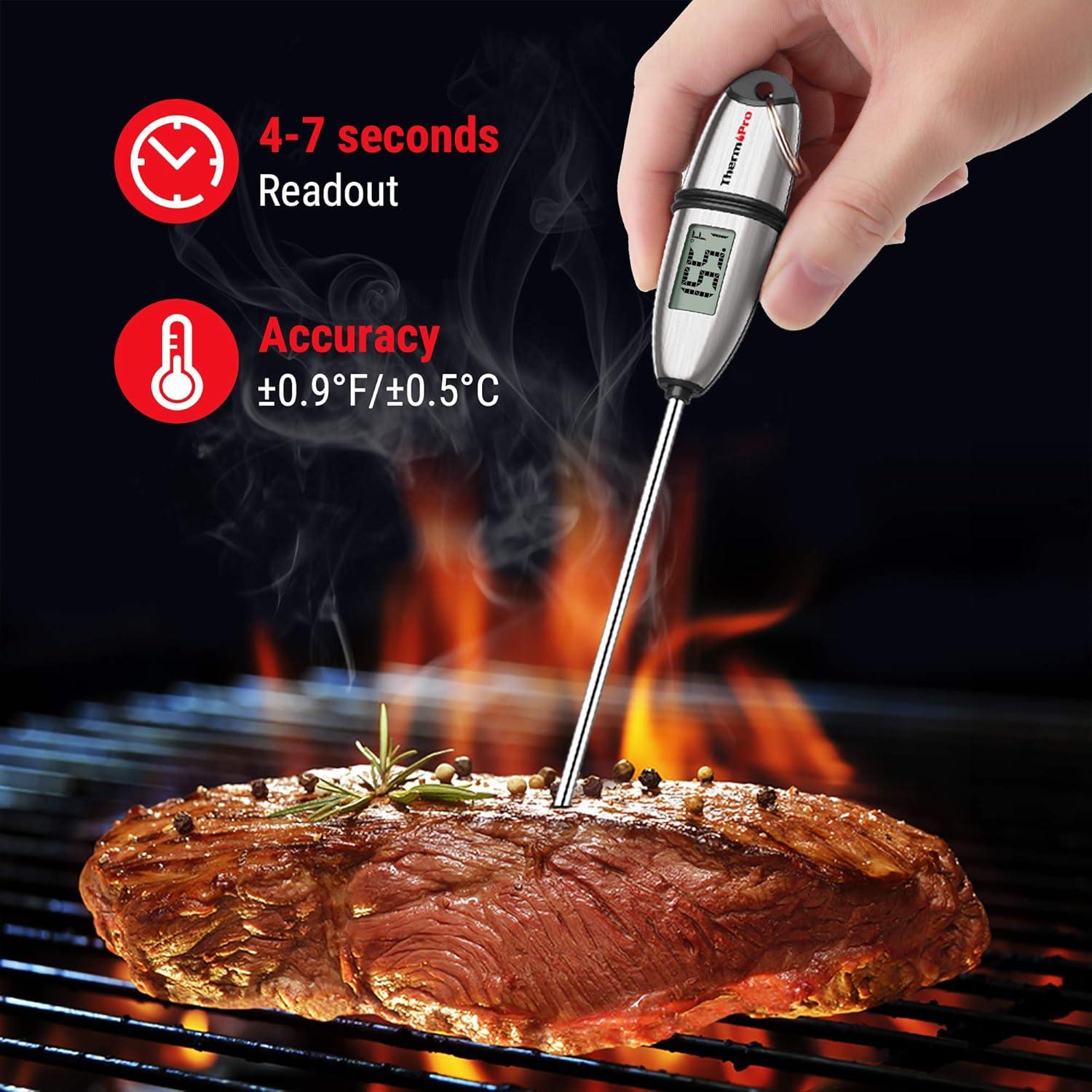 ThermoPro TP02S Digital Food Thermometer for Cooking Bread Baking Sourdough Liquids, Meat Thermometer Digital with Super Long Probe for Grill Candy Kitchen BBQ Oil Milk Yogurt Water Temperature