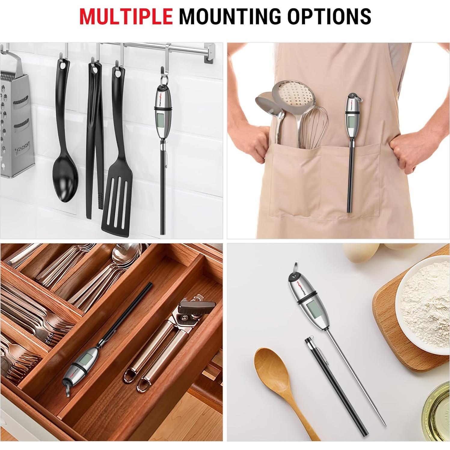 ThermoPro TP02S Digital Food Thermometer for Cooking Bread Baking Sourdough Liquids, Meat Thermometer Digital with Super Long Probe for Grill Candy Kitchen BBQ Oil Milk Yogurt Water Temperature