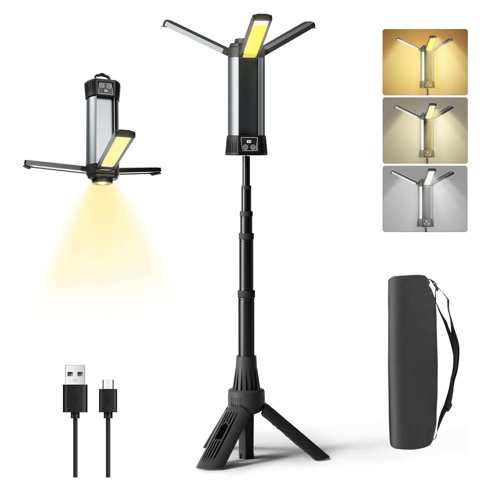 Luz de Camping Recargable Geisofu 2000 Lúmenes con Soporte