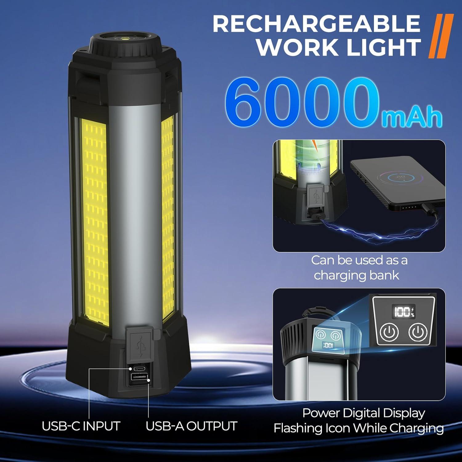 Luz de Camping Recargable Geisofu 2000 Lúmenes con Soporte