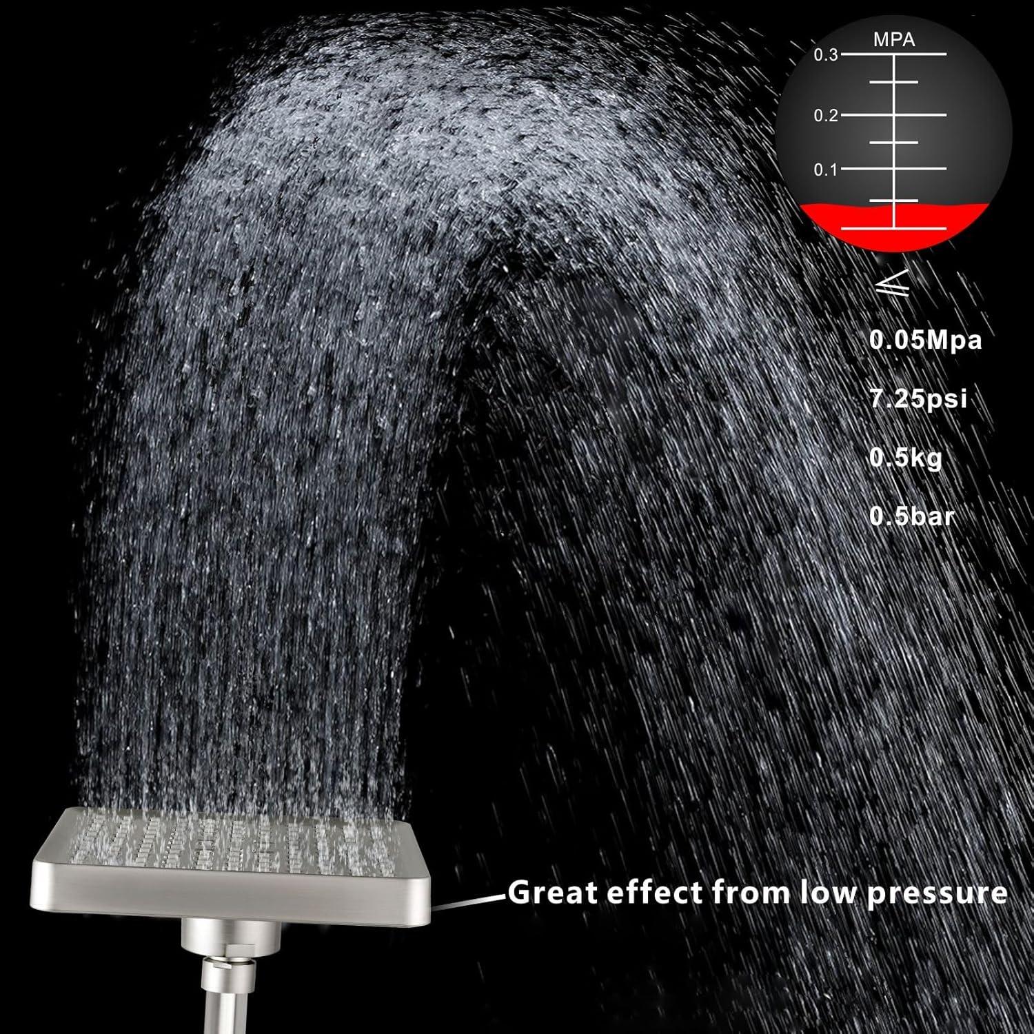 Cabezal de Ducha Voolan Cuadrado 15cm Alta Presión Níquel