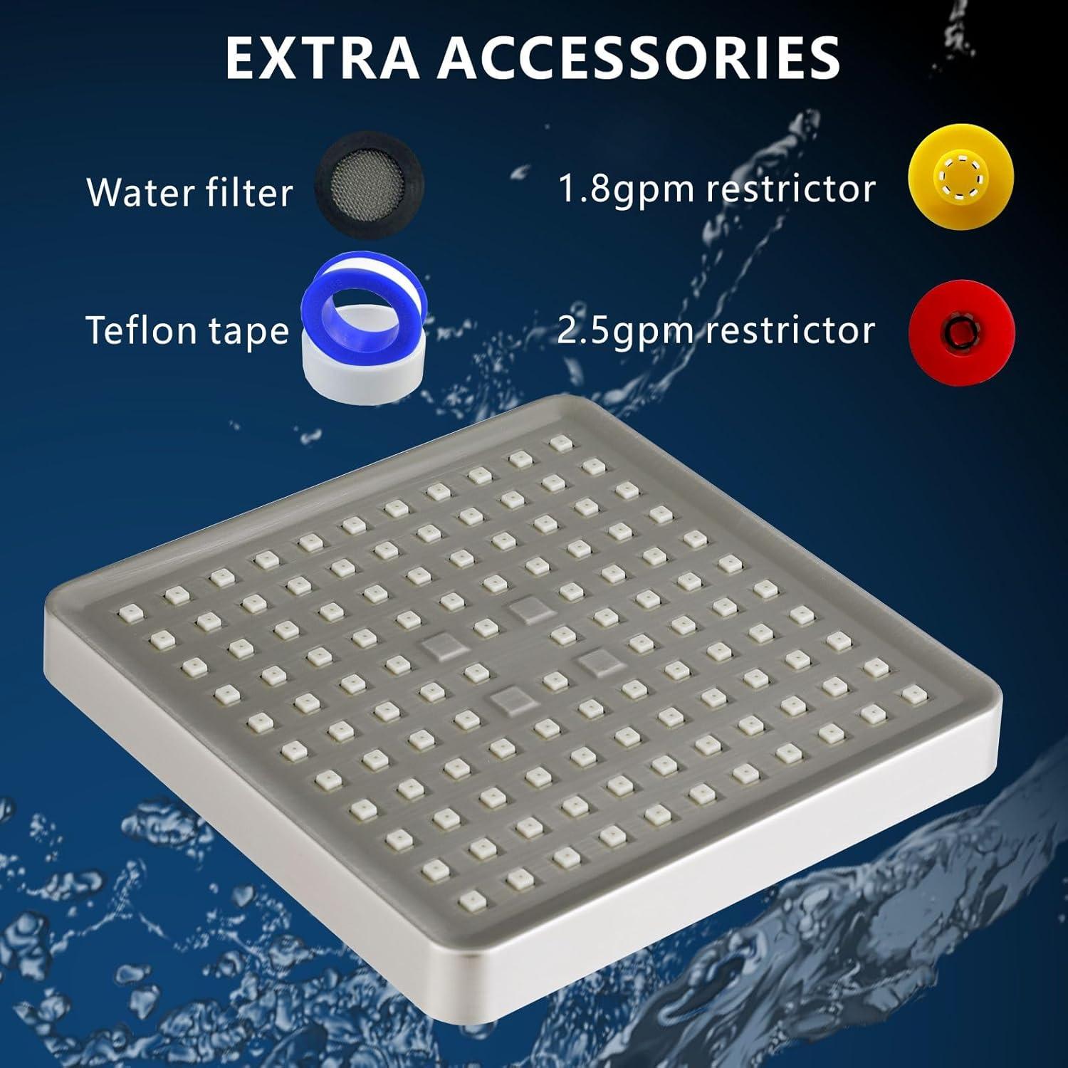 Cabezal de Ducha Voolan Cuadrado 15cm Alta Presión Níquel