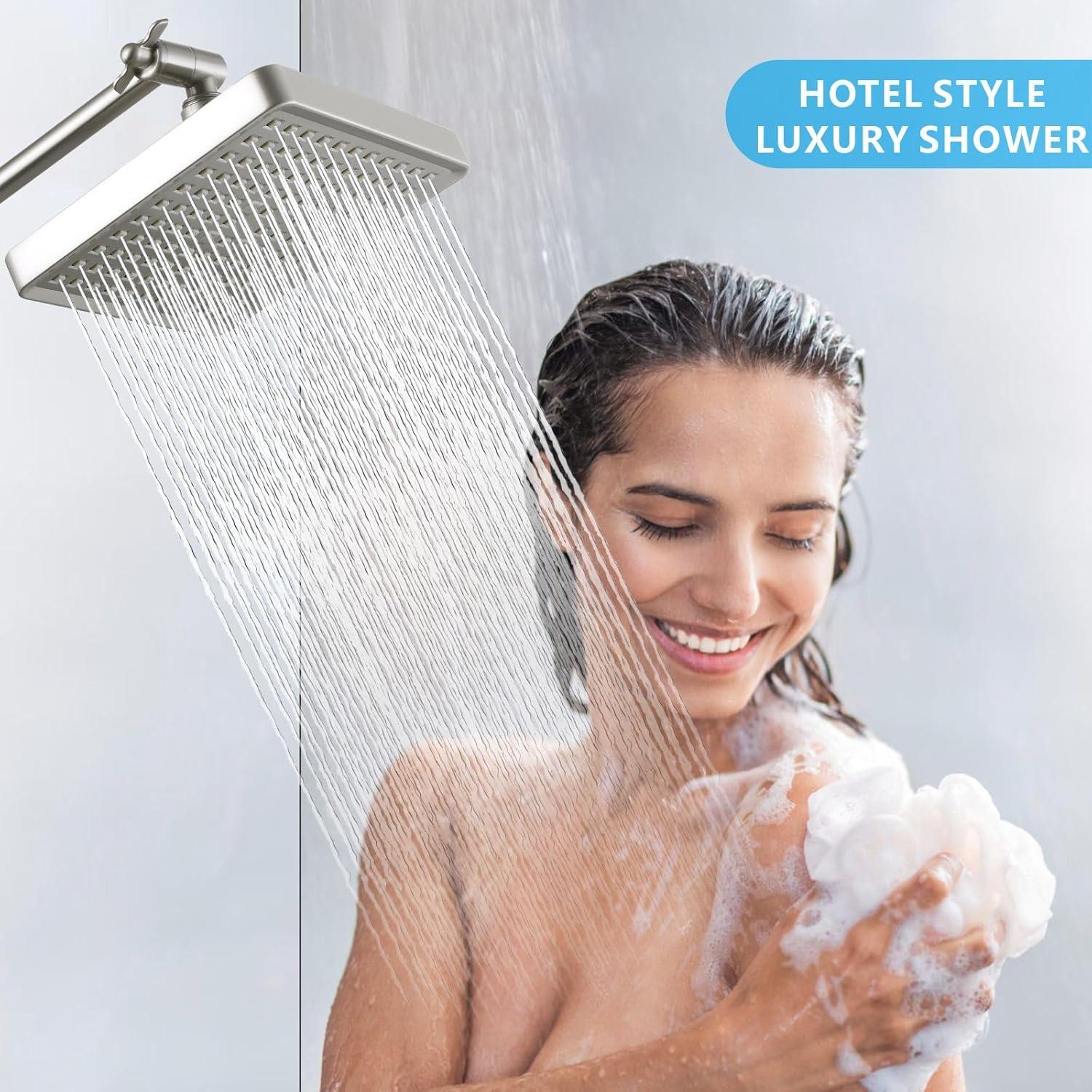 Cabezal de Ducha Voolan Cuadrado 15cm Alta Presión Níquel