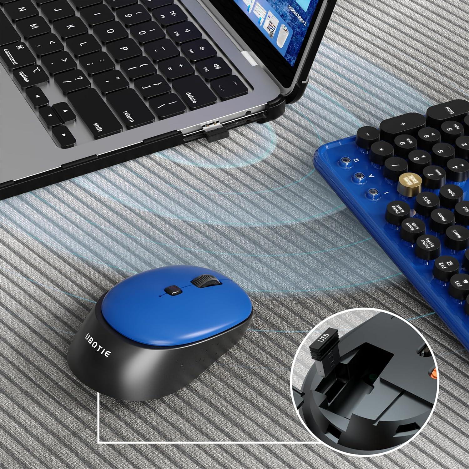 Combo Teclado y Ratón Inalámbricos UBOTIE Retro Colorido