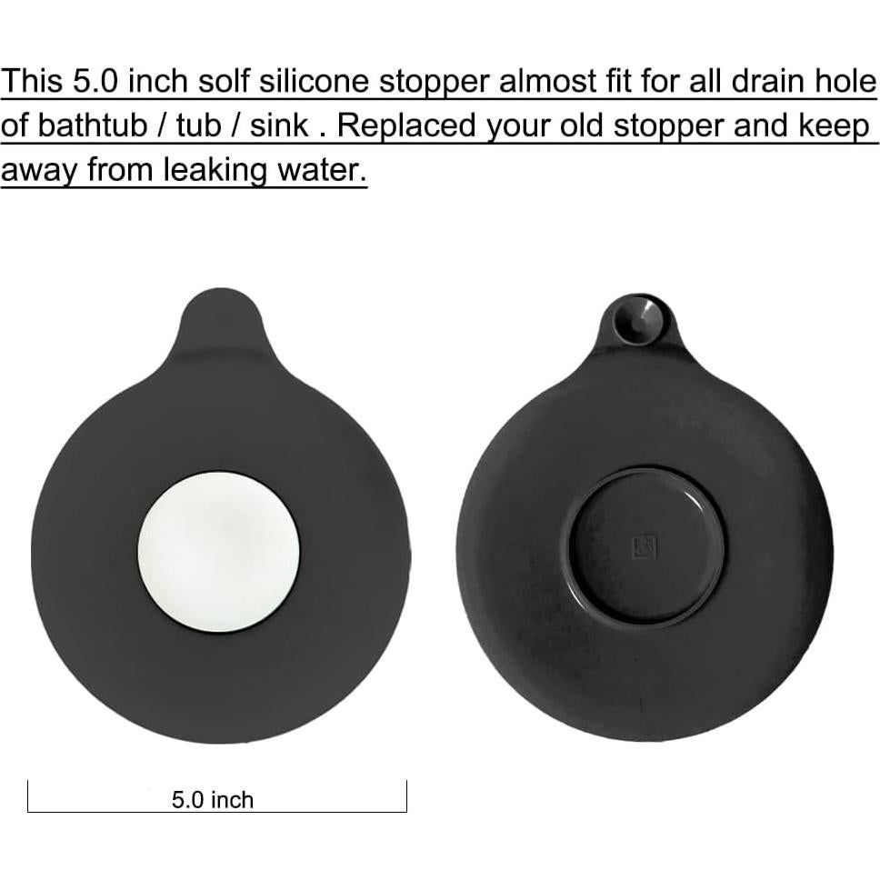 Tapón de desagüe de baño Seatery 12.7 cm silicona negro