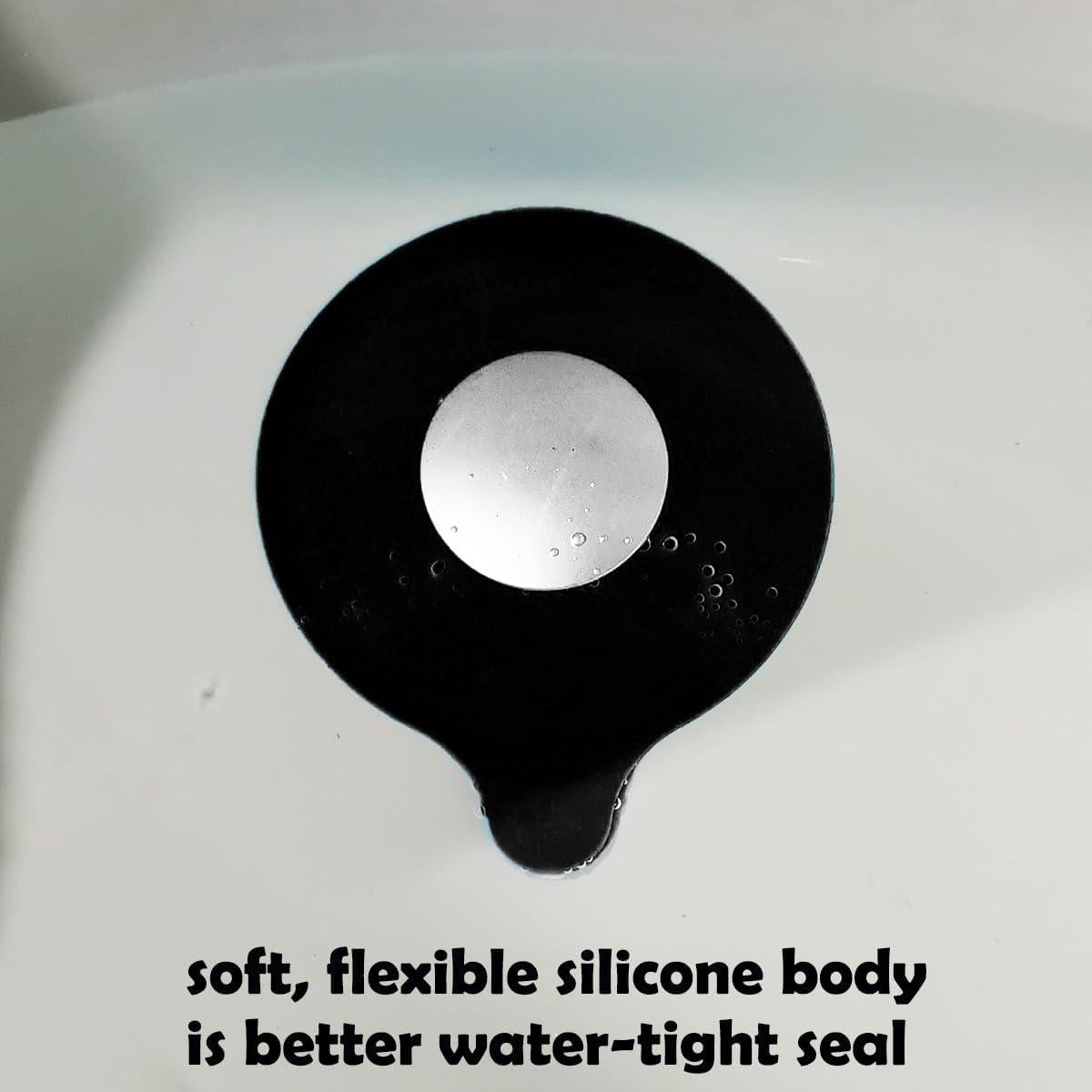 Tapón de desagüe de baño Seatery 12.7 cm silicona negro