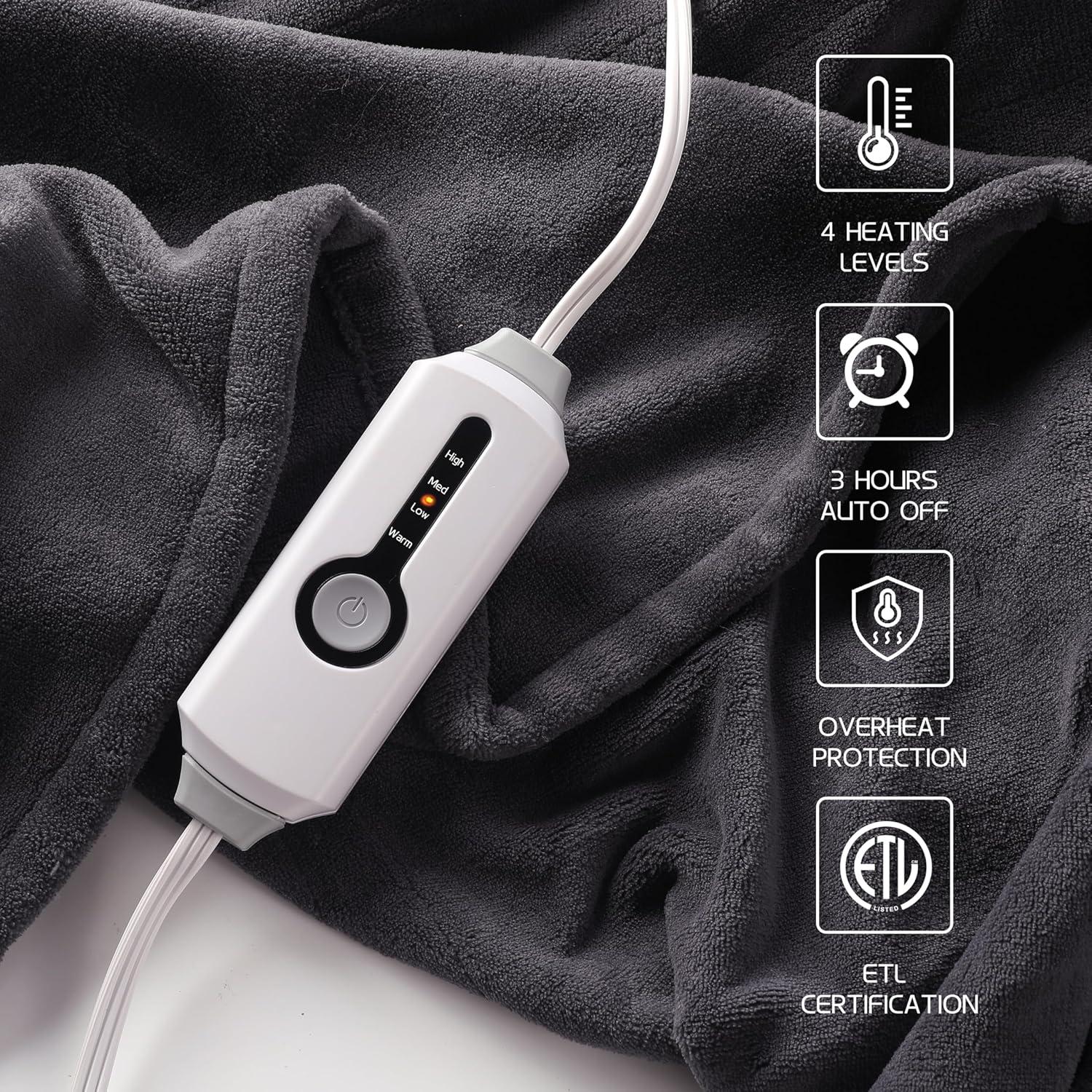 Manta Eléctrica ReyyNio 127x152cm Franela Coral 4 Niveles