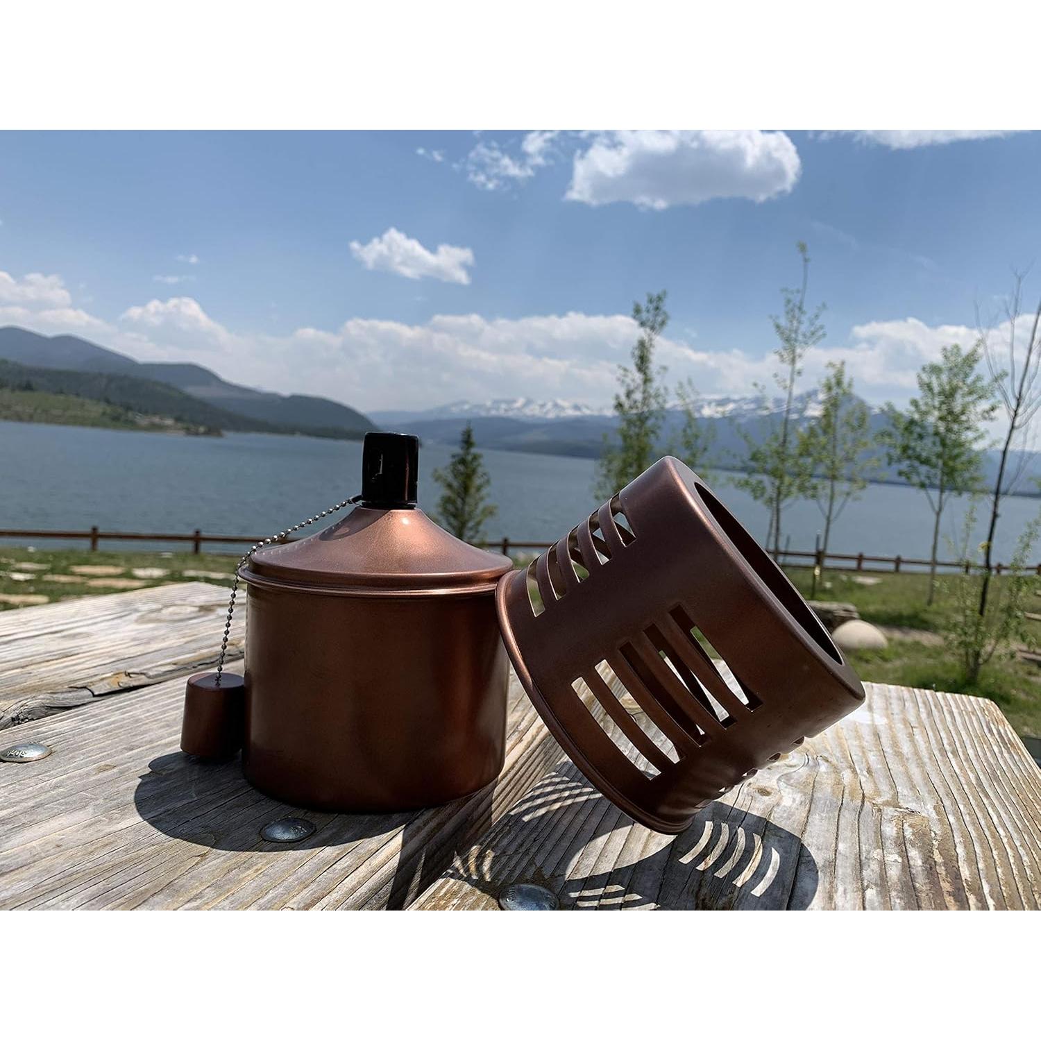 Lámpara de aceite Torch de acero inoxidable y cobre 17,78 cm