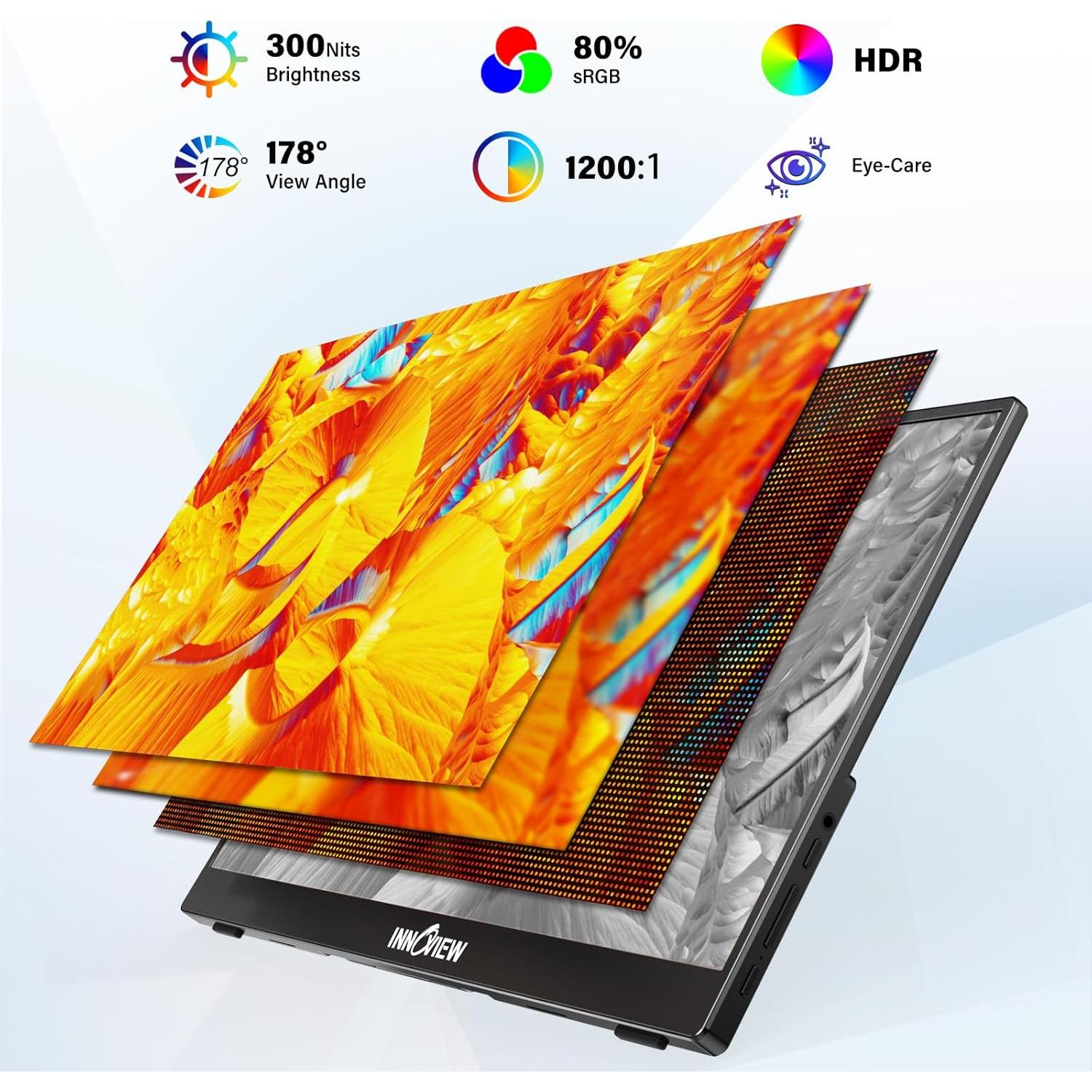 Monitor Portátil InnoView 15.6'' FHD USB-C Ajustable