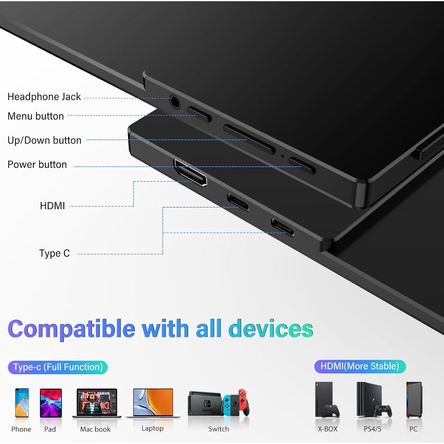 Monitor Portátil InnoView 15.6'' FHD USB-C Ajustable