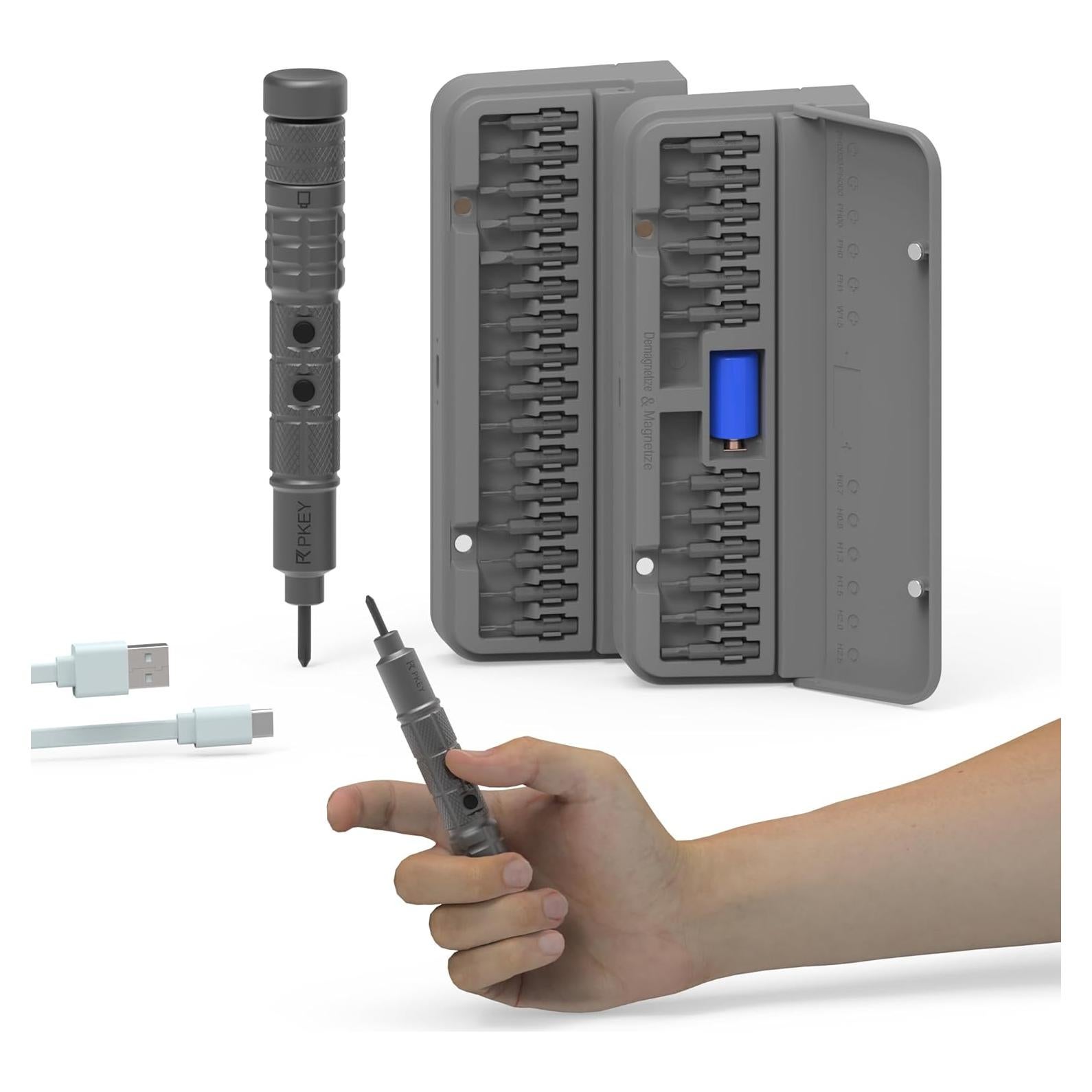 Destornillador Eléctrico Mini PKEY CS0631A con 28 Puntas