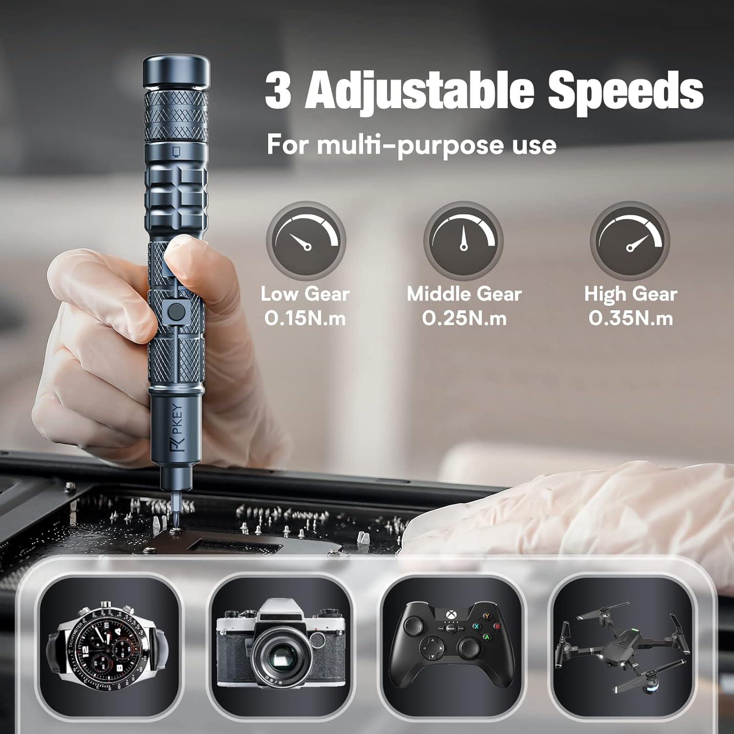 Destornillador Eléctrico Mini PKEY CS0631A con 28 Puntas