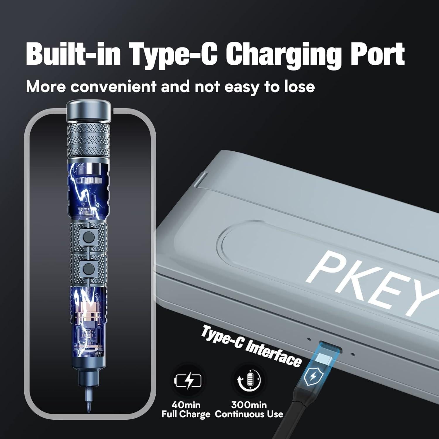 Destornillador Eléctrico Mini PKEY CS0631A con 28 Puntas