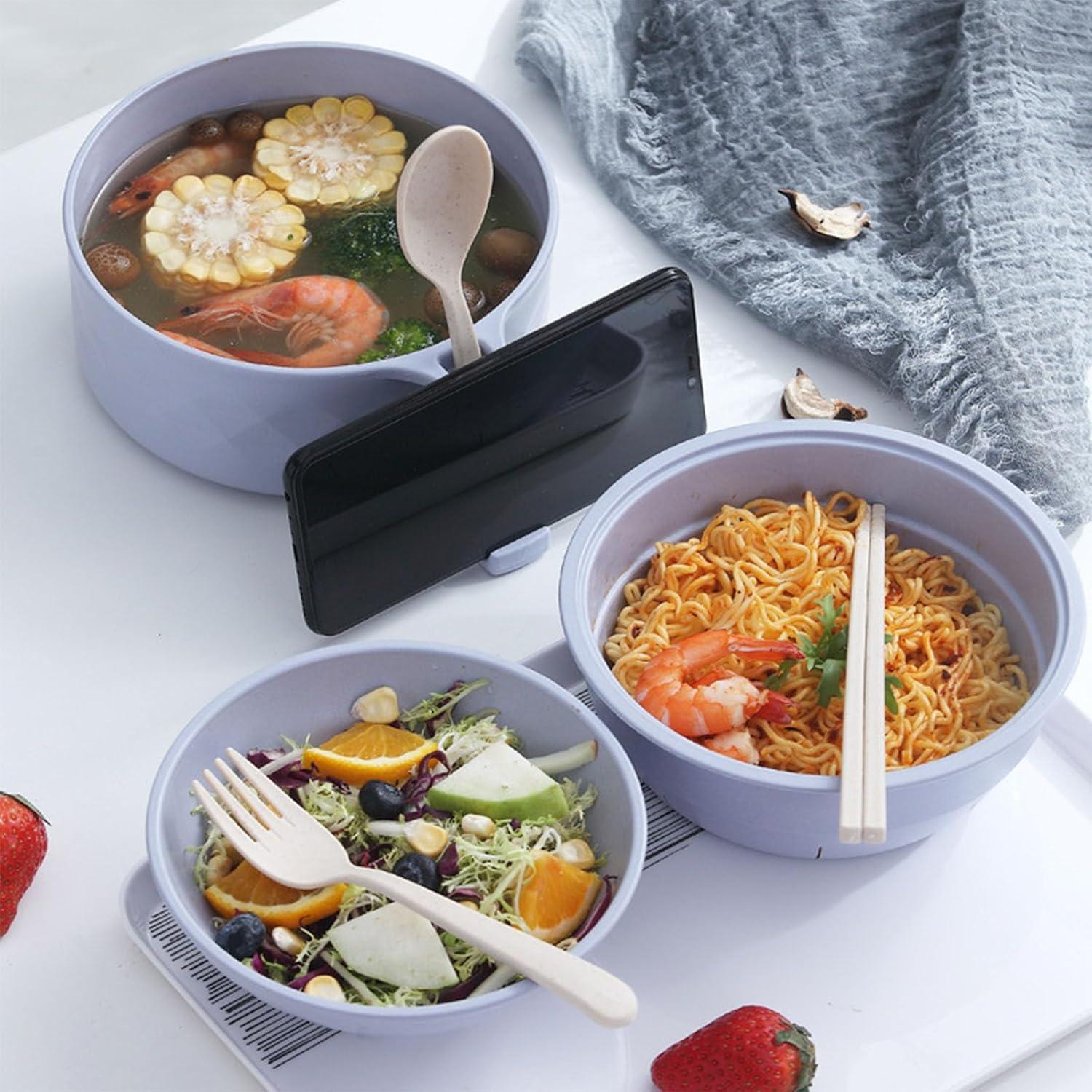 Tazón de Ramen para Microondas MIIDNTLX con Tapa - Negro