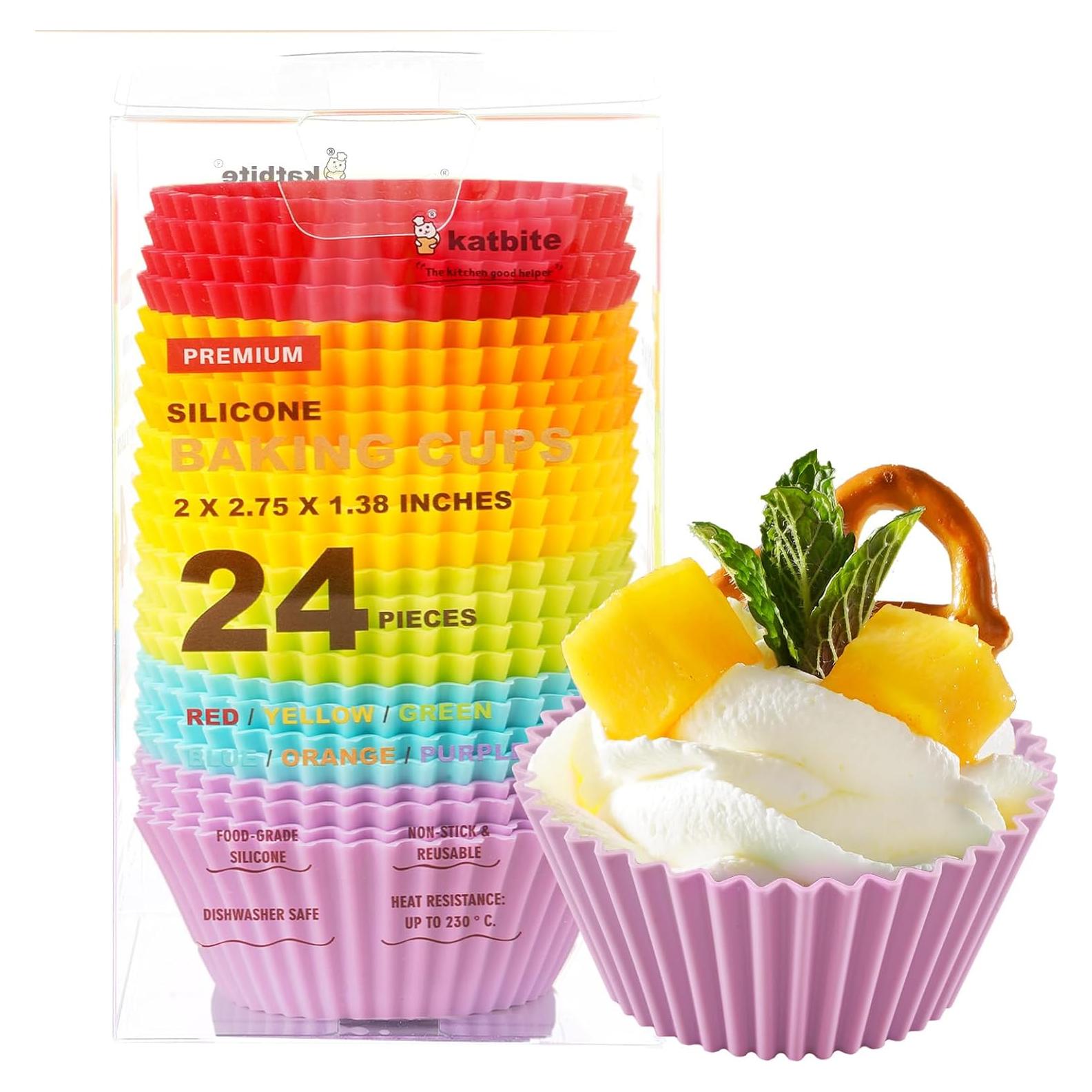 Forros de Silicona Katbite para Cupcakes 24 Piezas Multicolor