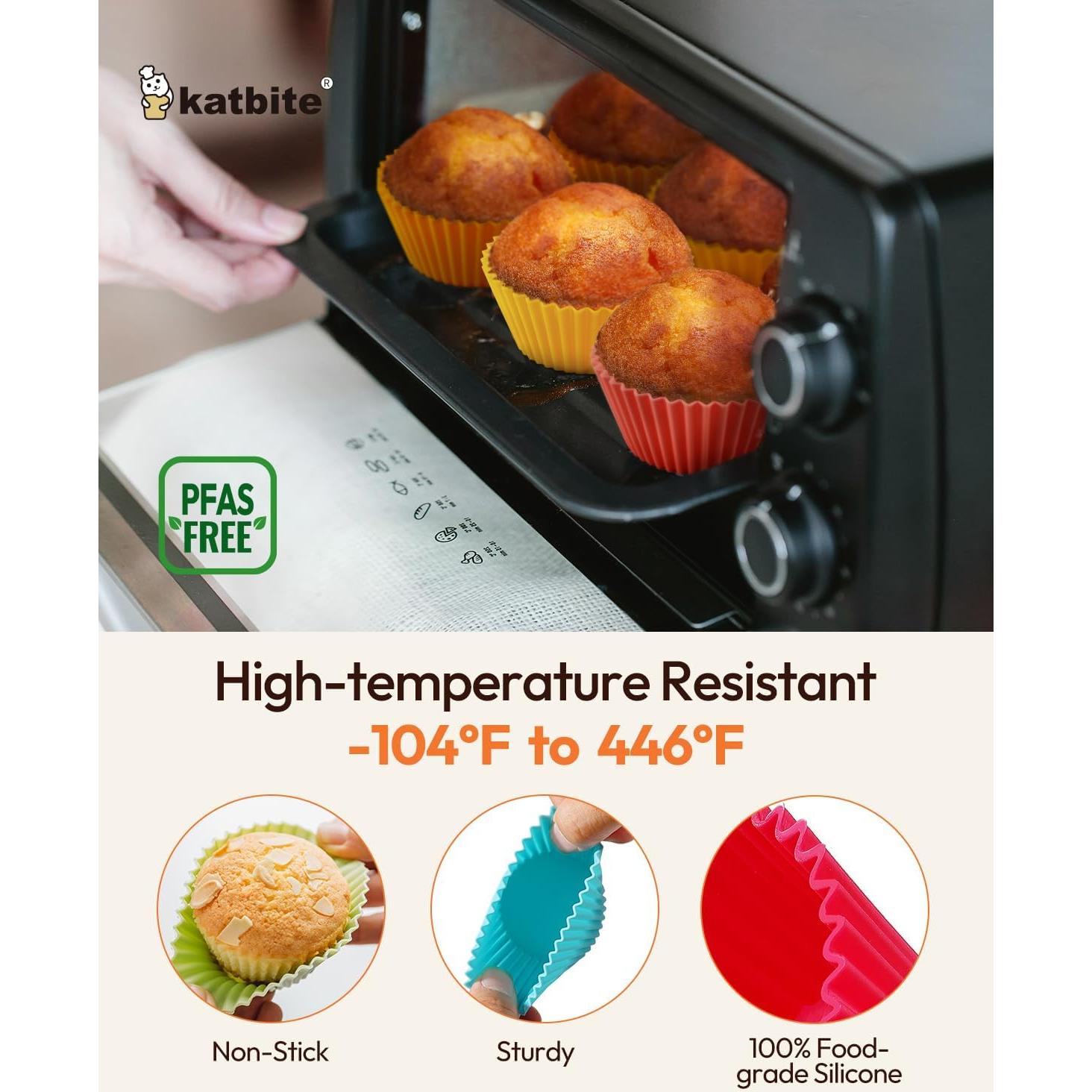 Forros de Silicona Katbite para Cupcakes 24 Piezas Multicolor