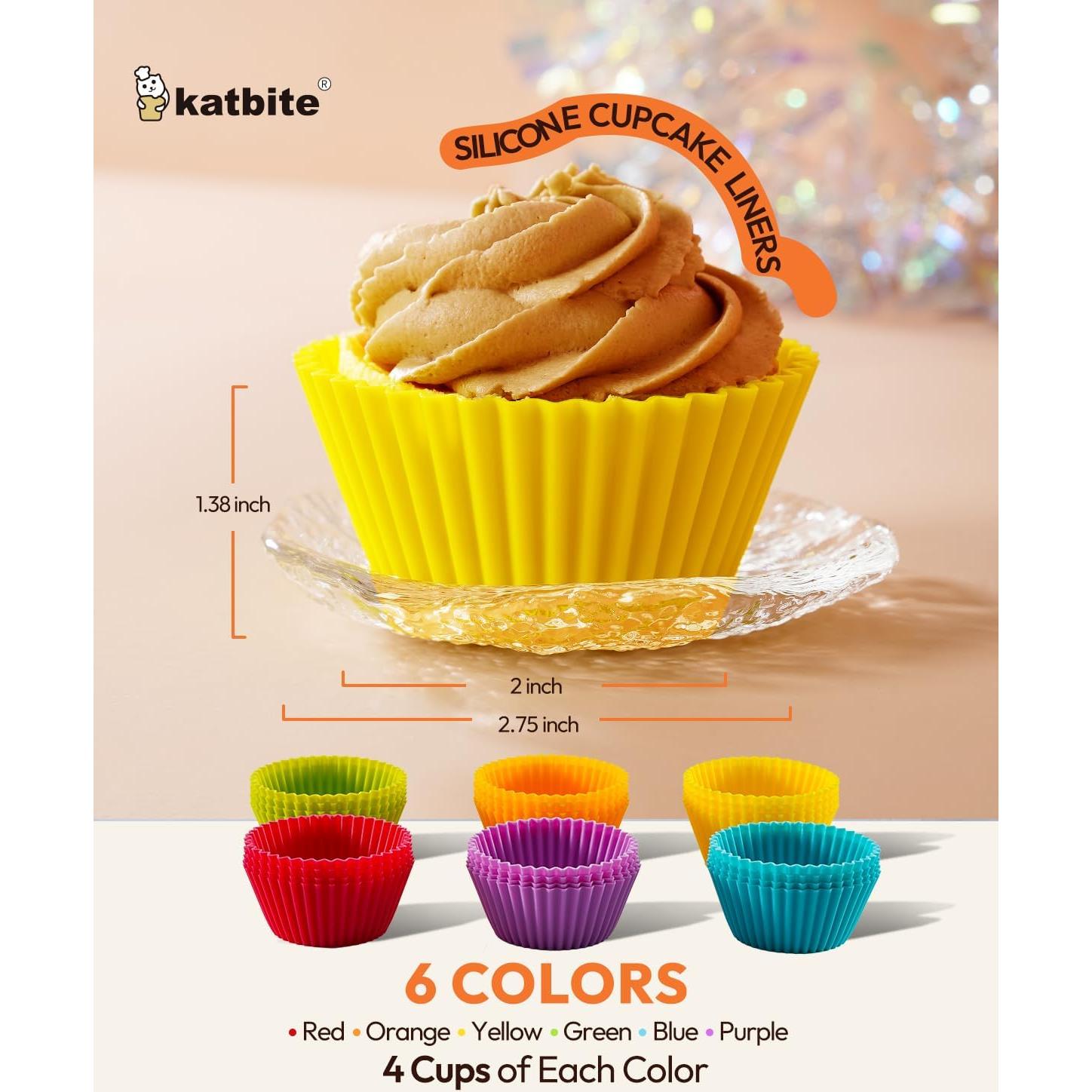 Forros de Silicona Katbite para Cupcakes 24 Piezas Multicolor