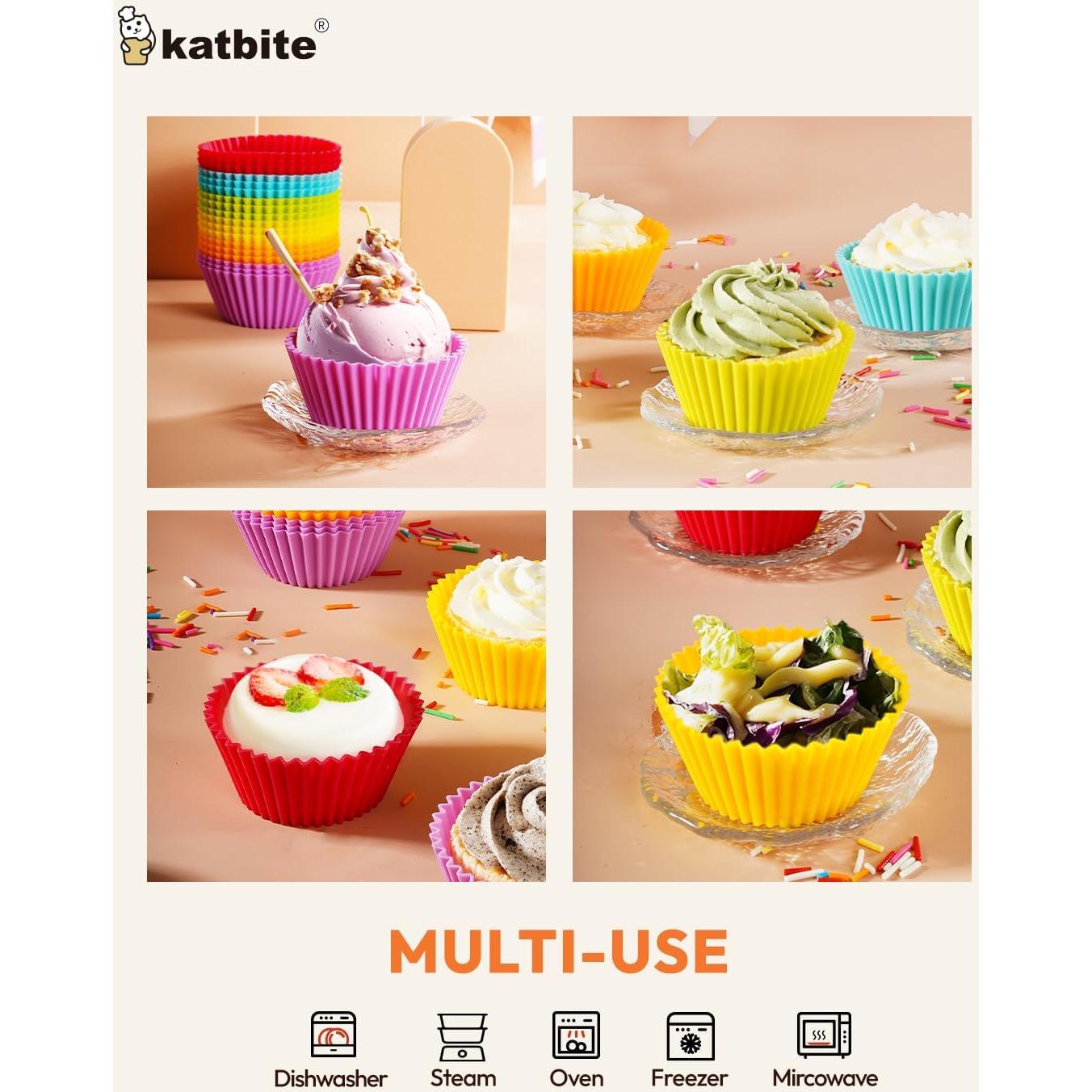 Forros de Silicona Katbite para Cupcakes 24 Piezas Multicolor