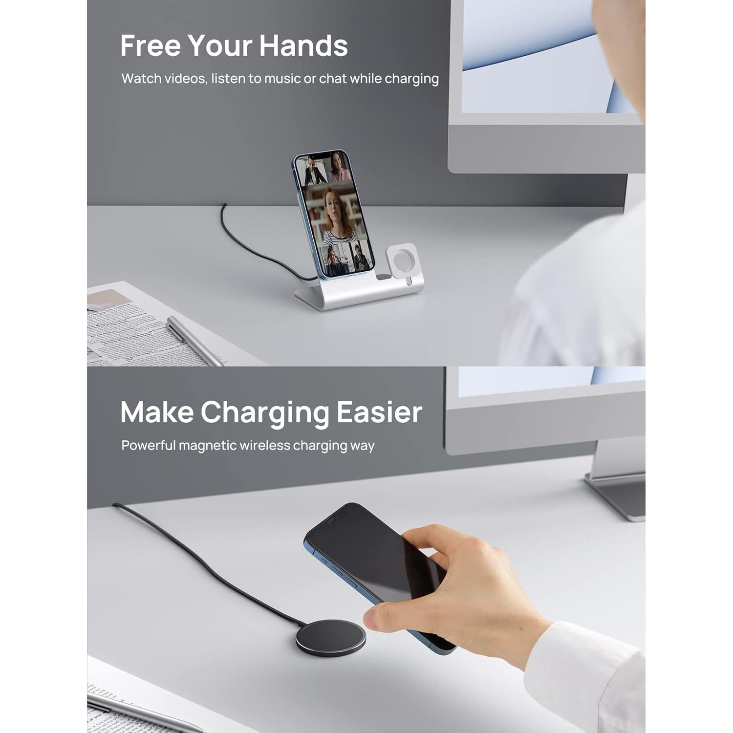 Cargador Inalámbrico Magnético JSAUX 15W para iPhone y AirPods