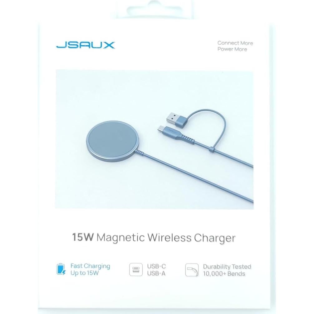Cargador Inalámbrico Magnético JSAUX 15W para iPhone y AirPods