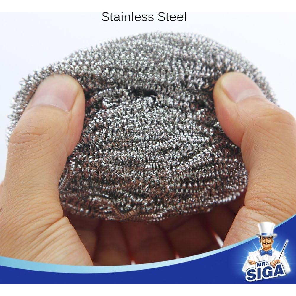 Esponja de Acero Inoxidable MR.SIGA, Paquete de 6, 178g