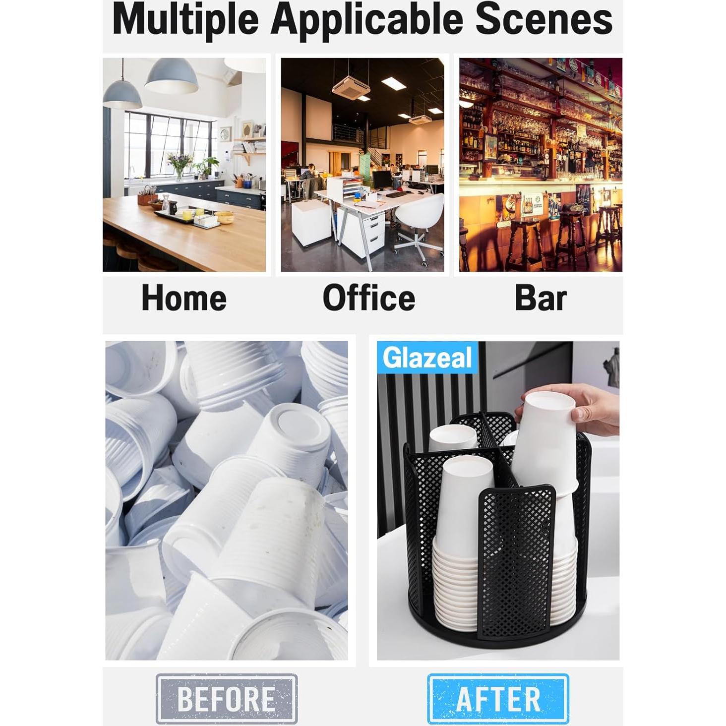 Organizador Rotatorio de Tazas y Tapas Glazeal 4 Compartimentos