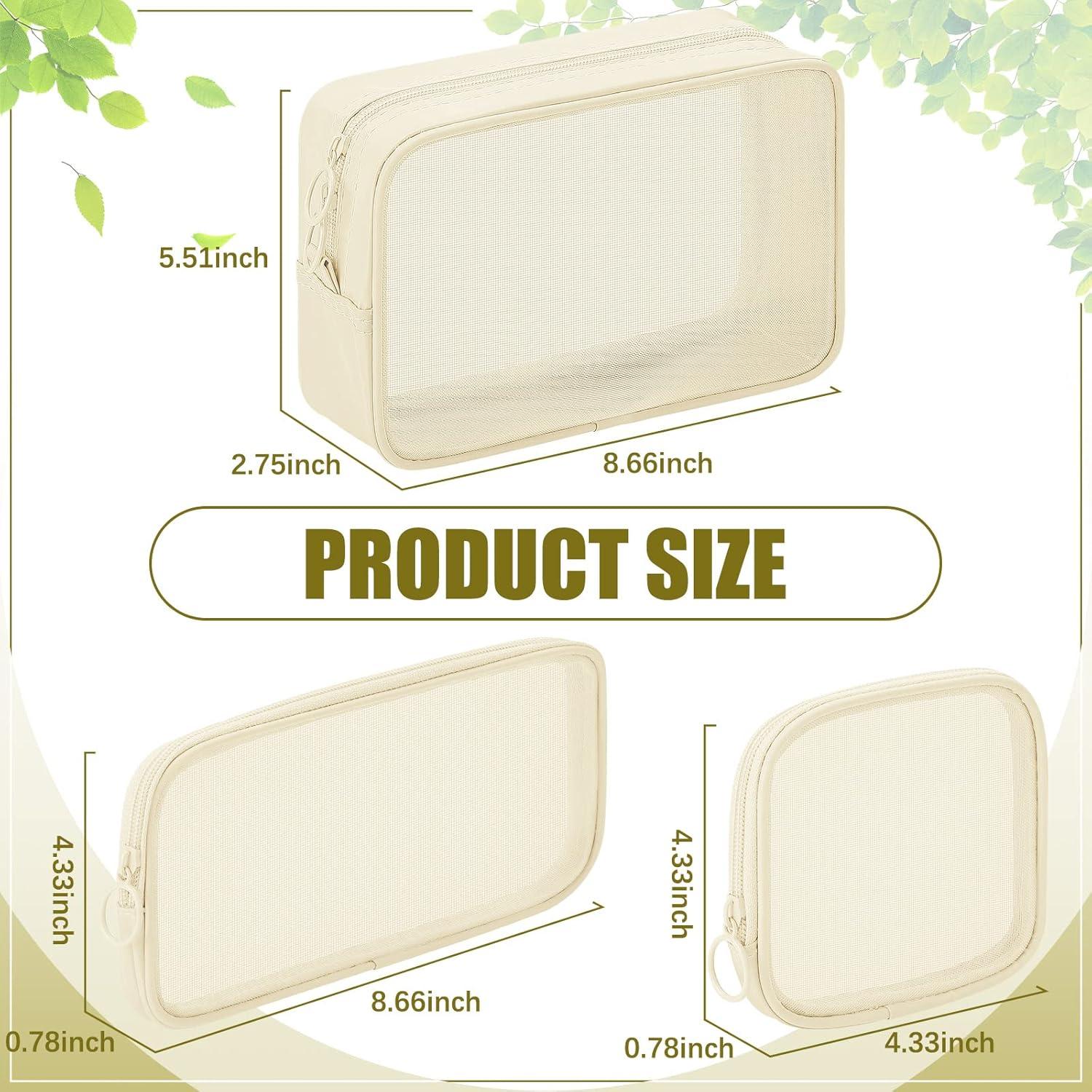 Bolsa de Maquillaje Weewooday 4 Pcs Malla Cosmética Beige