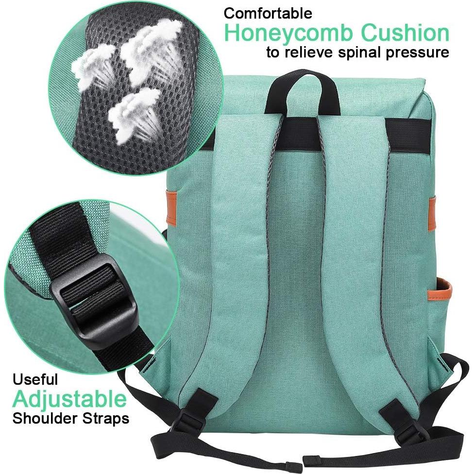 Mochila Vintage Modoker Verde 15.6" USB 25L Unisex