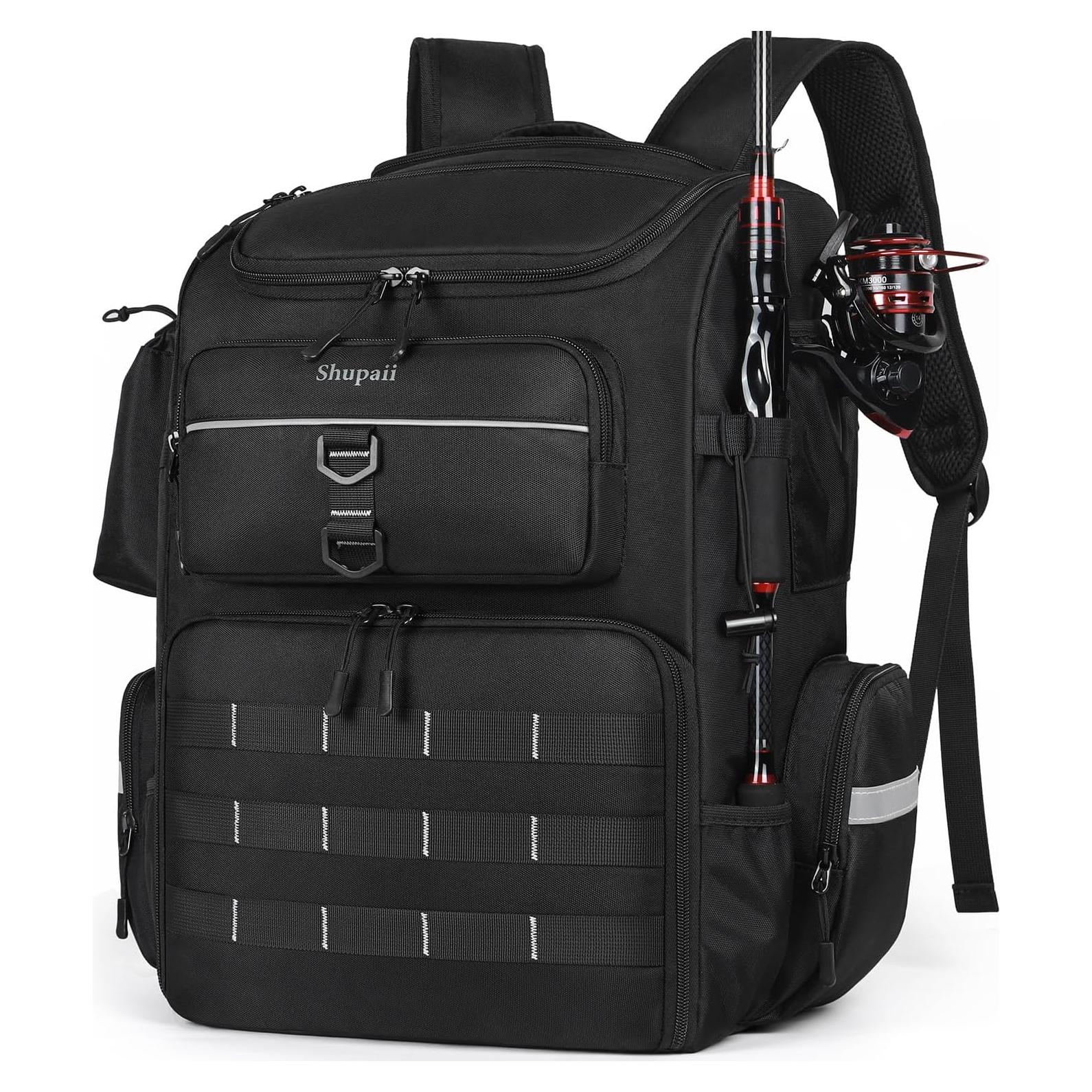 Mochila de Pesca Impermeable Shupaii 45L con Soportes para Cañas