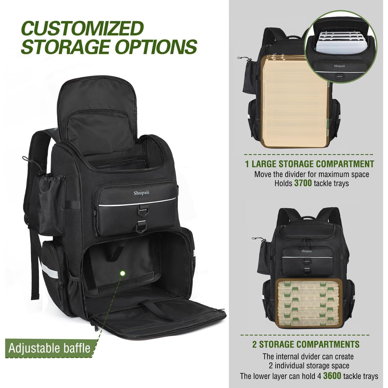 Mochila de Pesca Impermeable Shupaii 45L con Soportes para Cañas