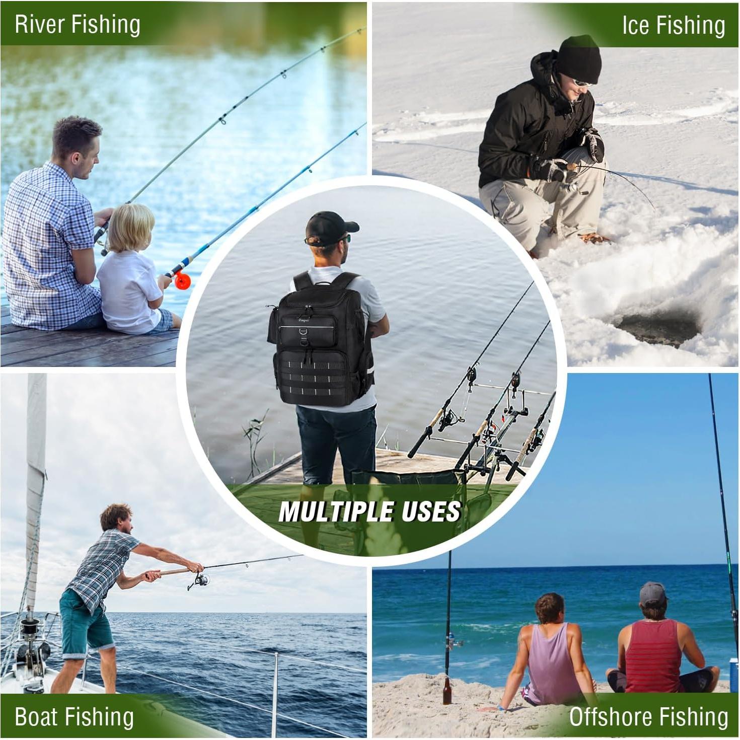 Mochila de Pesca Impermeable Shupaii 45L con Soportes para Cañas
