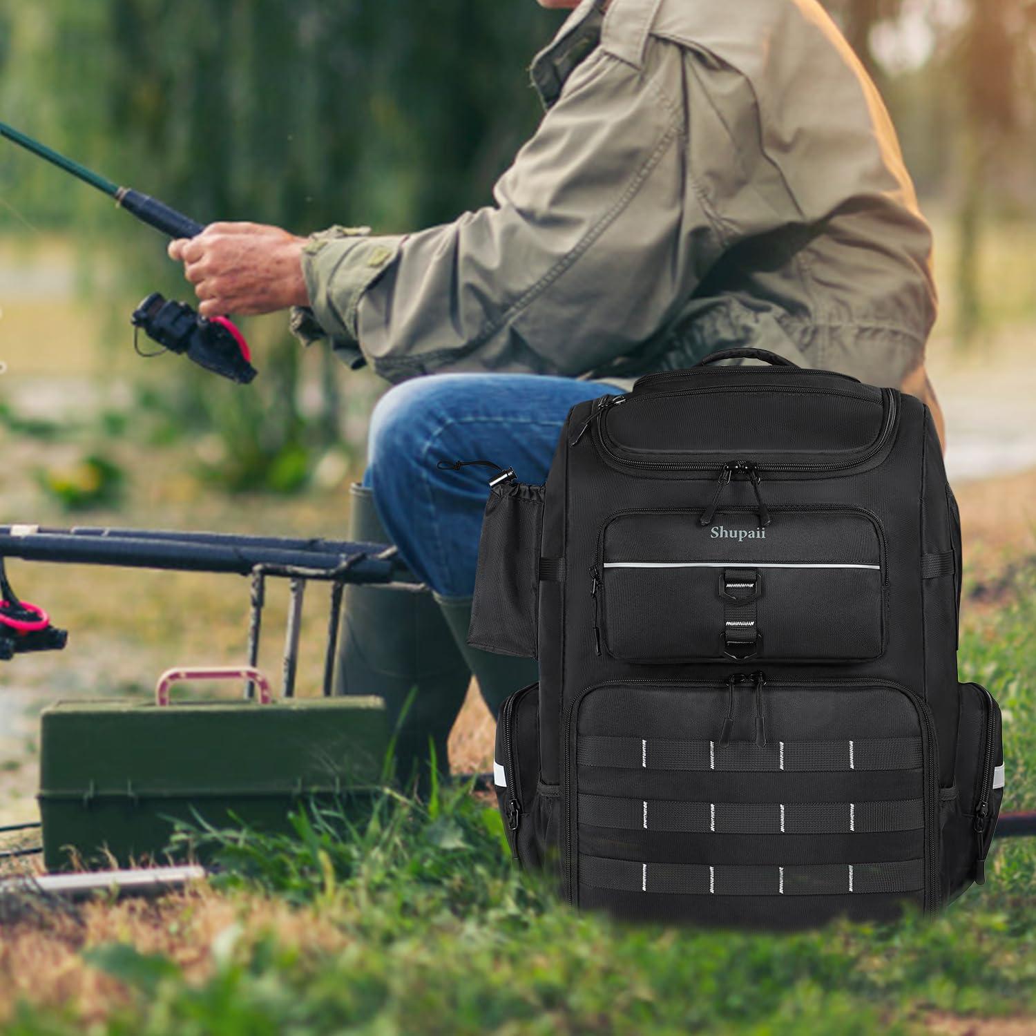 Mochila de Pesca Impermeable Shupaii 45L con Soportes para Cañas