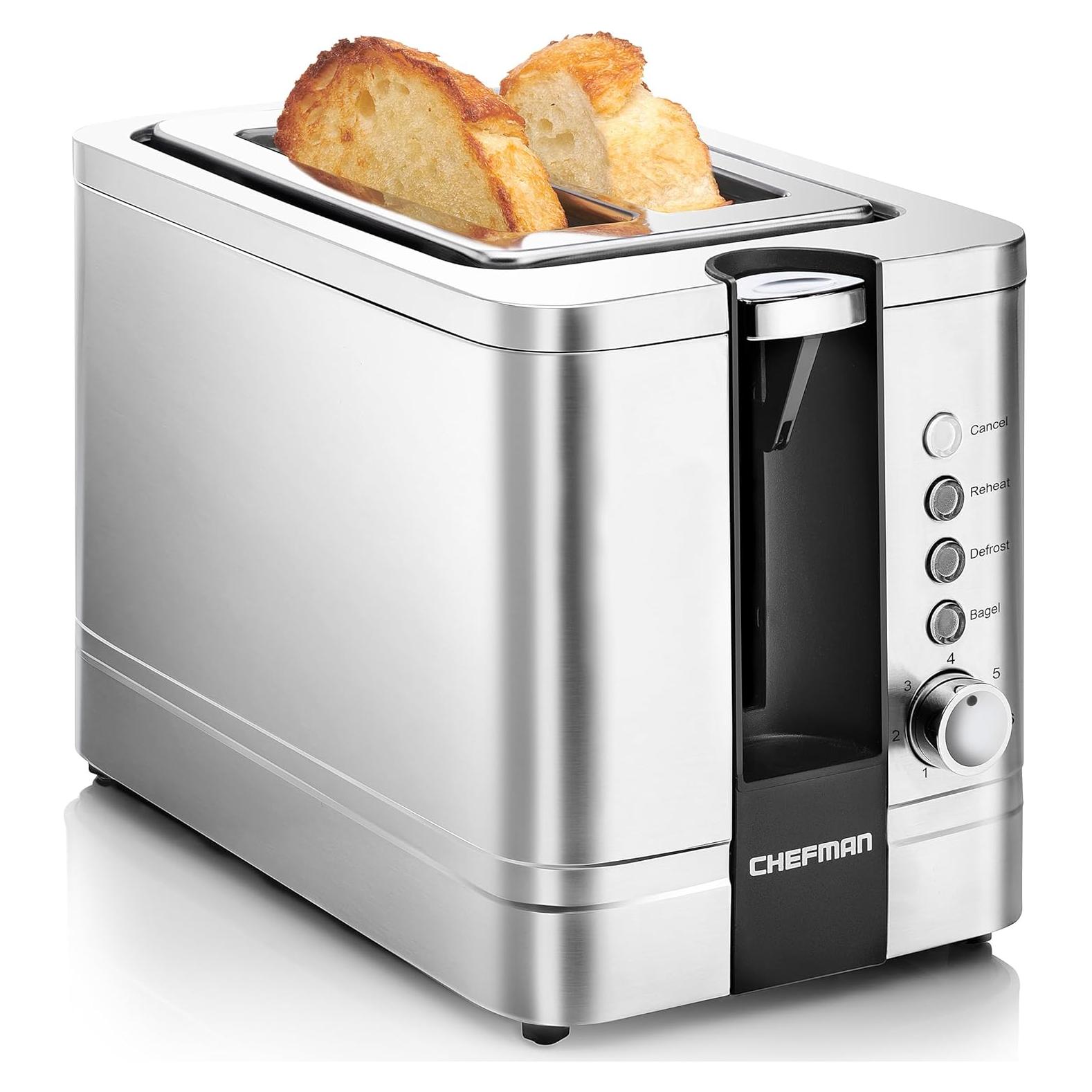 Tostadora Chefman 2 Rebanadas Acero Inoxidable 850W Plata